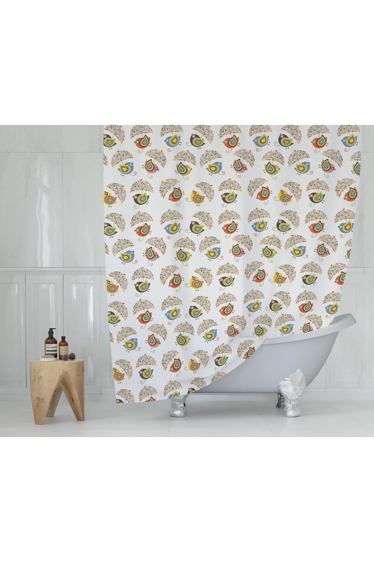 Zethome Banyo Perdesi 1x180x200 Tek Kanat Duş Perdesi Halka Hediyeli 8952