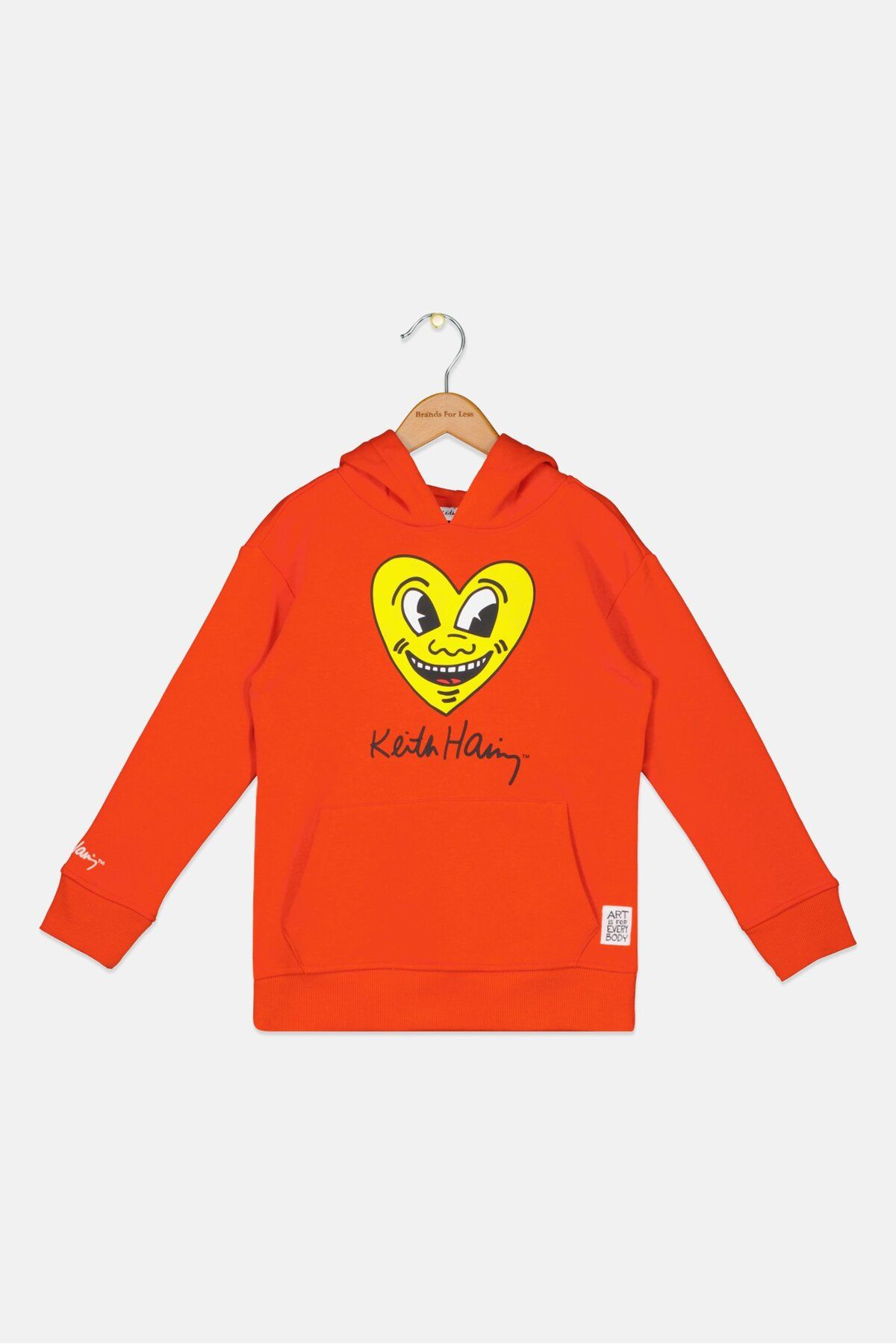 Keith Haring-Kids Girl Hooded Neck Long Sleeve Graphic Sweatshirt, Dark Orange 1