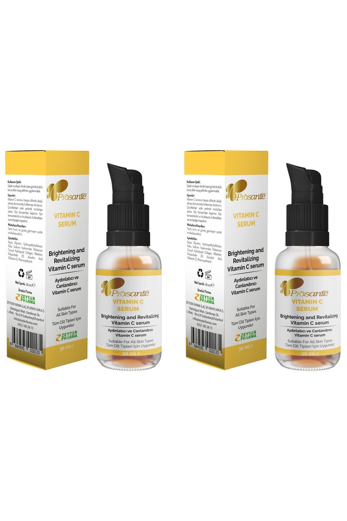 Prosante Aydınlatıcı Ve Canlandırıcı Vitamin C Serum 30 ml x 2 Adet