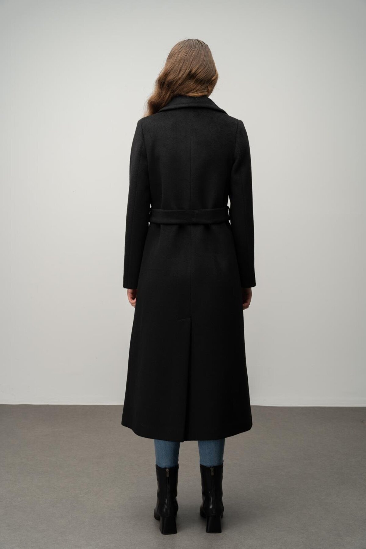 Olcay  Çıt Çıt Kapamalı Belden Bağlamalı Exclusive Kaban SİYAH 3057 - Görsel 8