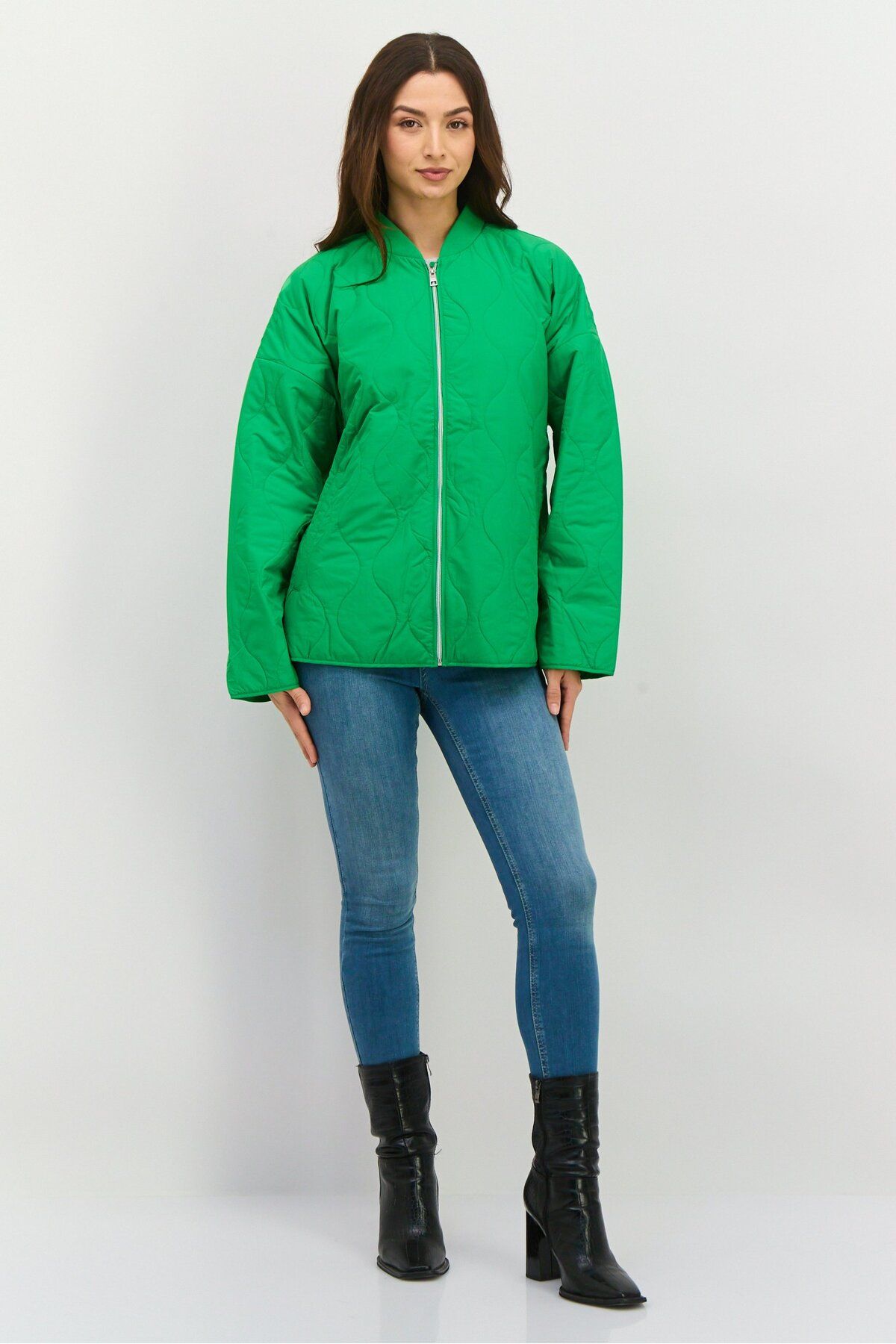 Esprit-Women Quilted Softshell Jacket, Green 3