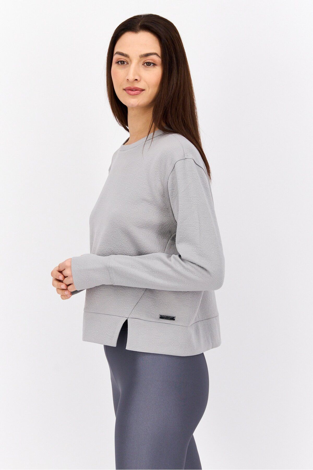 Nine West-Women Sportswear Fit Long Sleeve Training Top, Grey 4