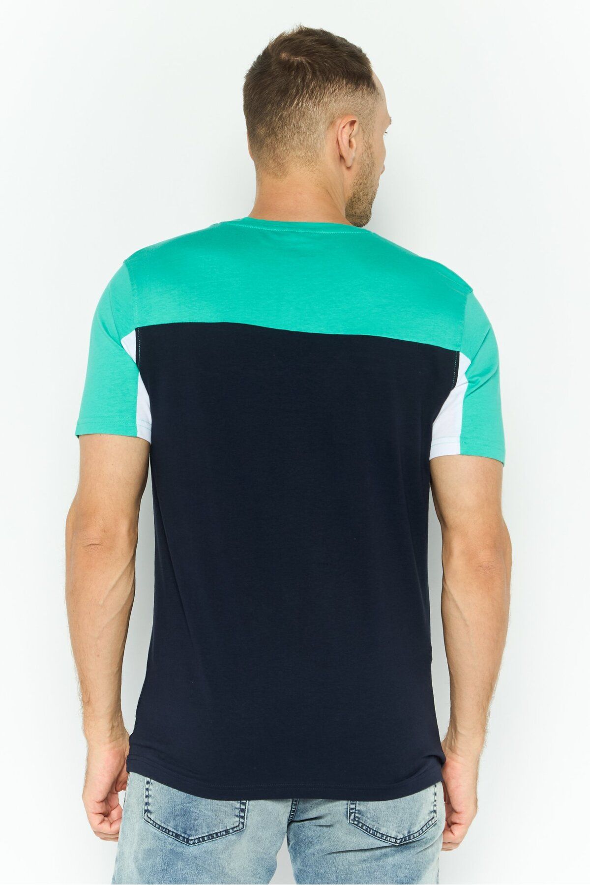 Crosshatch-Men Round Neck Embroidered Logo Short Sleeves T-shirt, Dark Navy 4