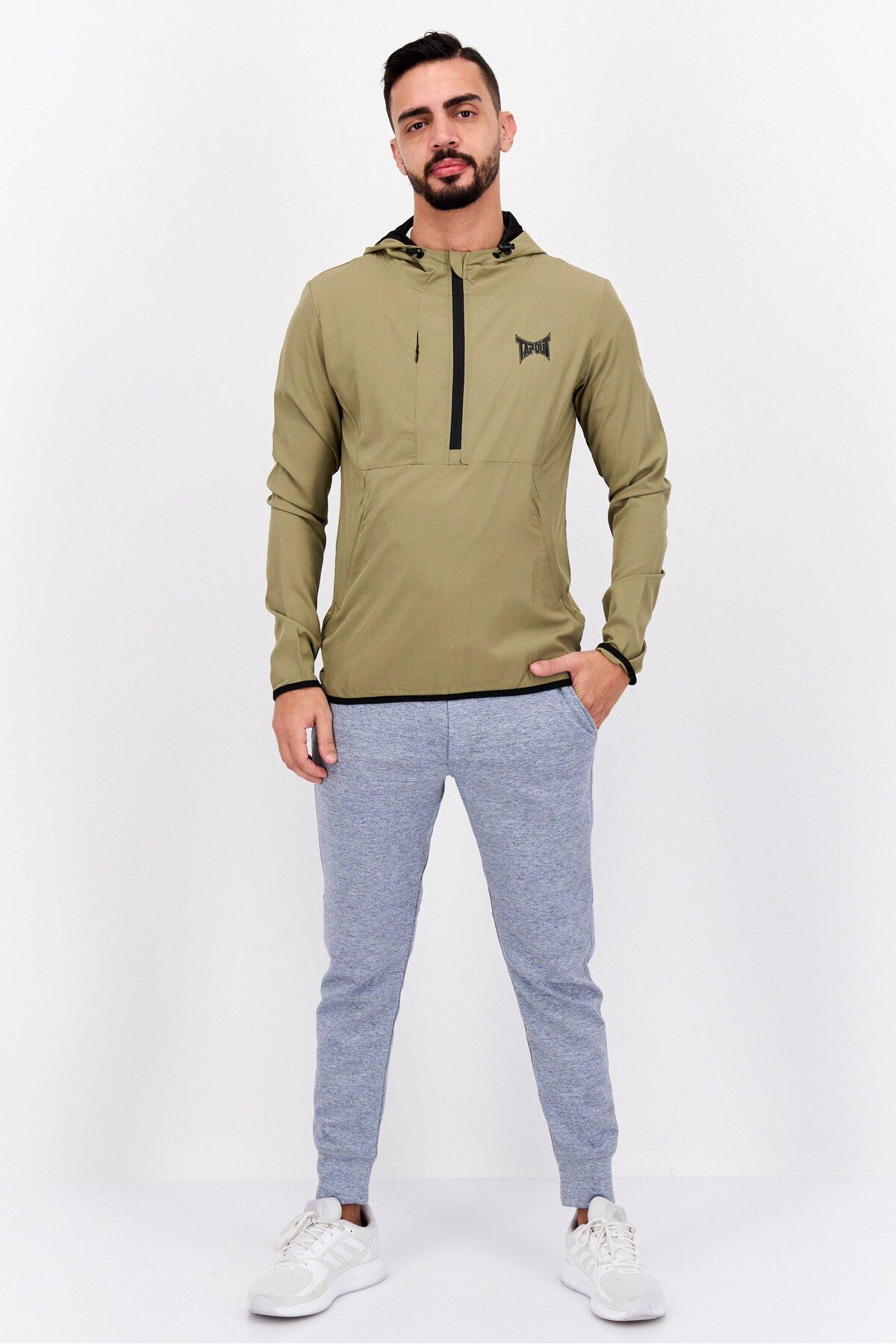 Tapout-Men Sportswear Fit Training Hooded Windbreaker Jacket, Olive 4