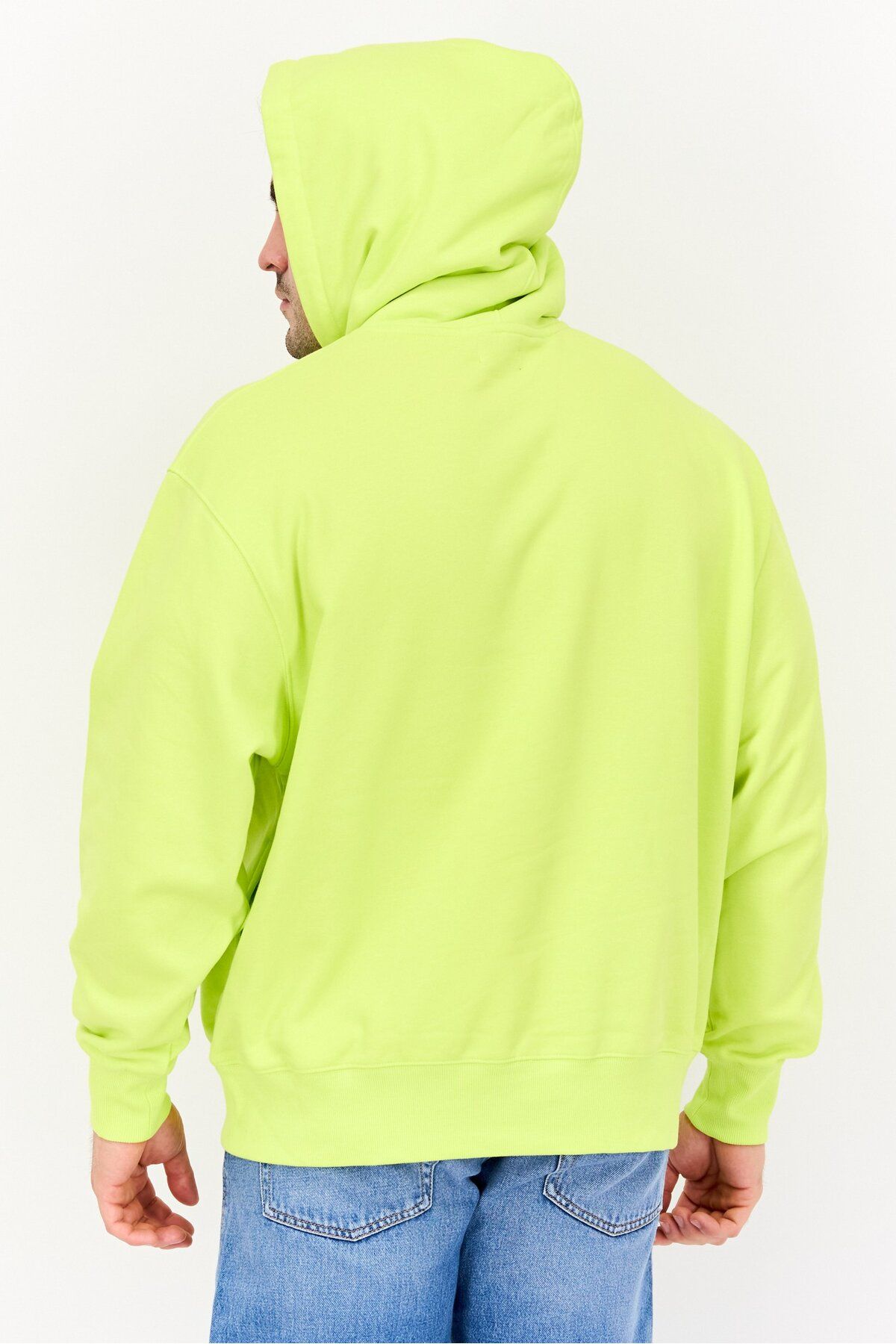 Esprit-Men Hood Neck Brand Logo Long Sleeves Hoodie, Lime Green 2