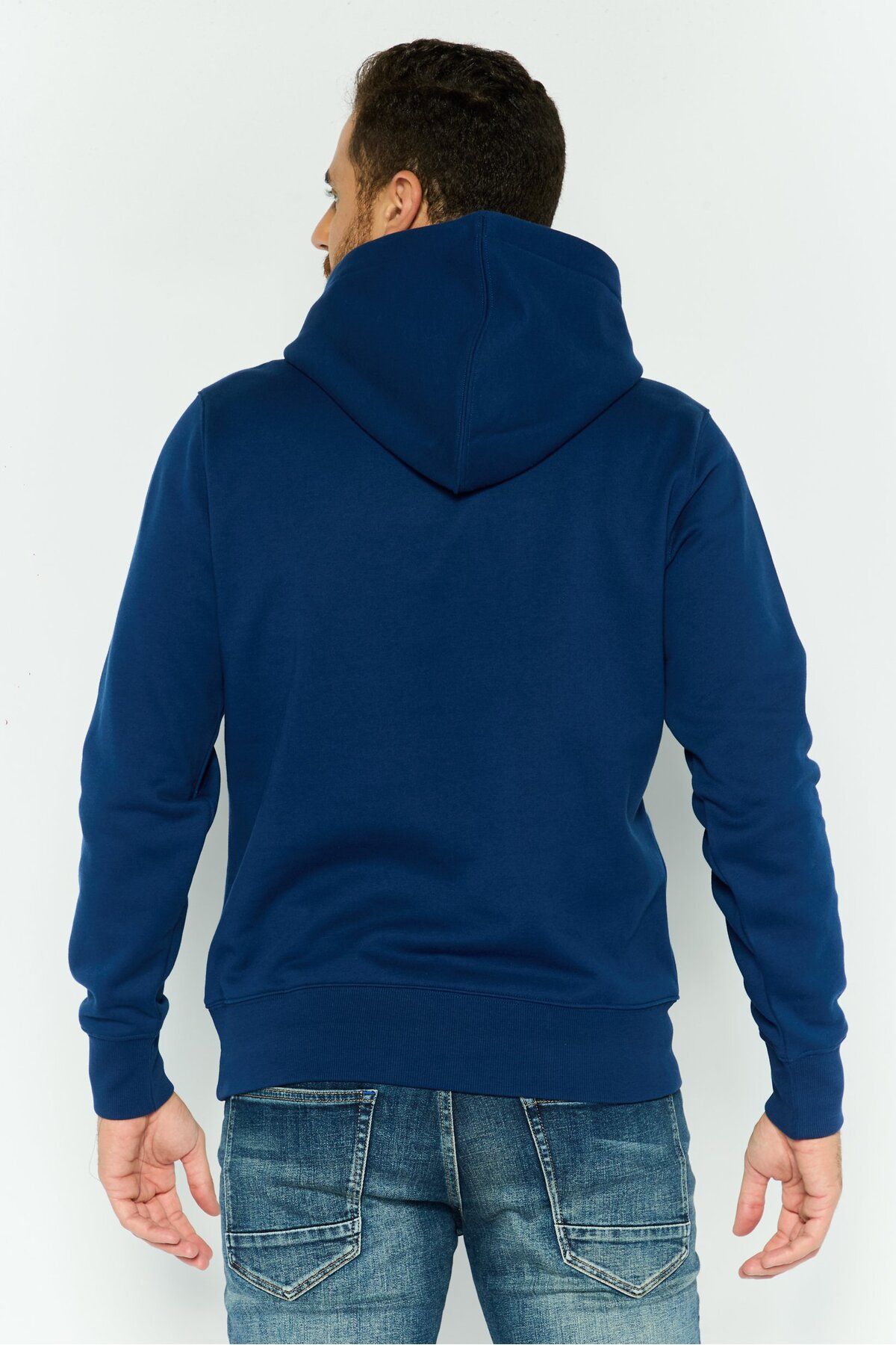 Esprit-Men Hooded Long Sleeves Chest Print Logo Sweatshirt, Dark Blue 2