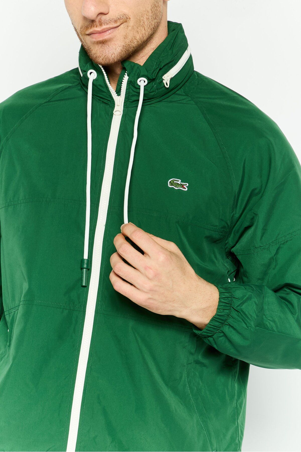Lacoste-Men Embroidered Logo Windbreaker Jacket, Green 3