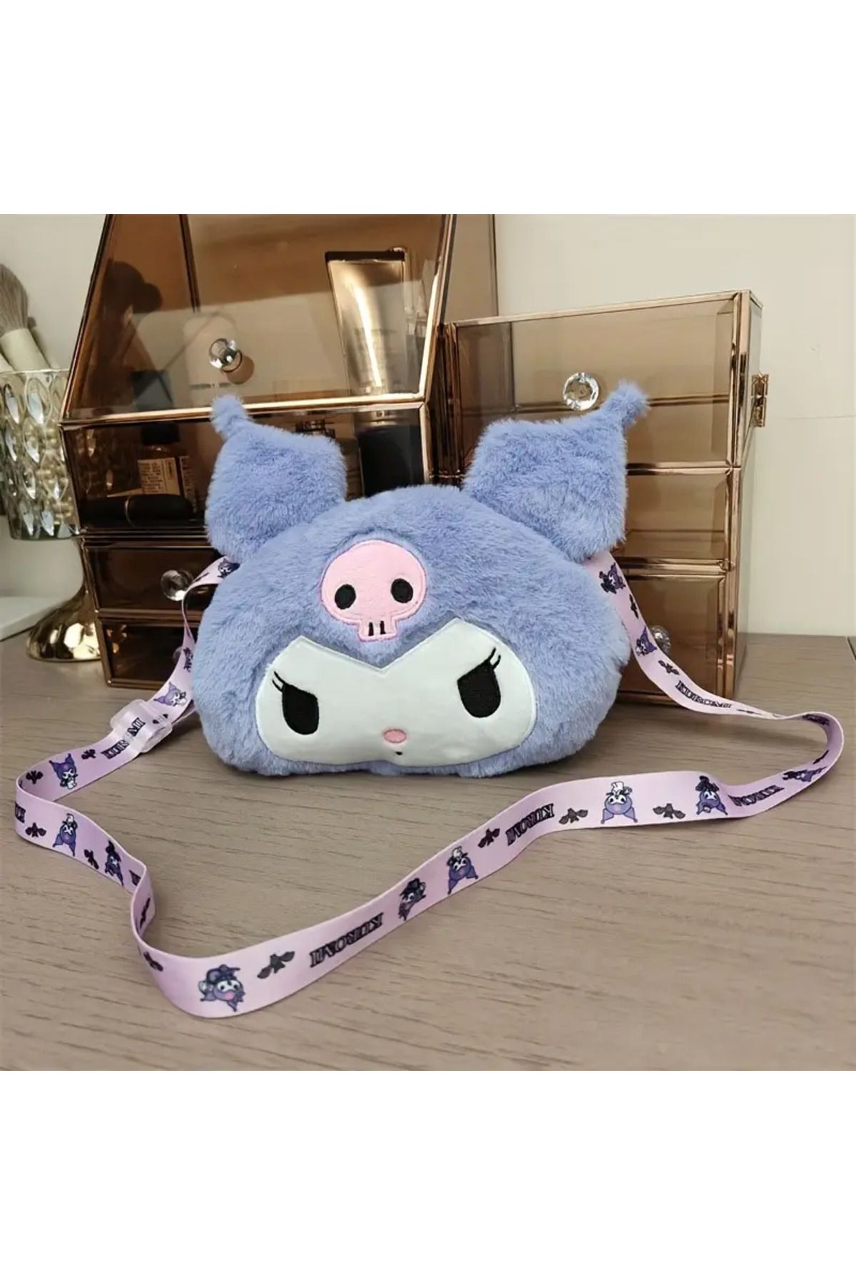 FuryaTedarik Hello Kitty Kuromi Pochacco Pompompuri Melody Cinnamoroll Göğüs/omuz Çantası Siyah-Lila