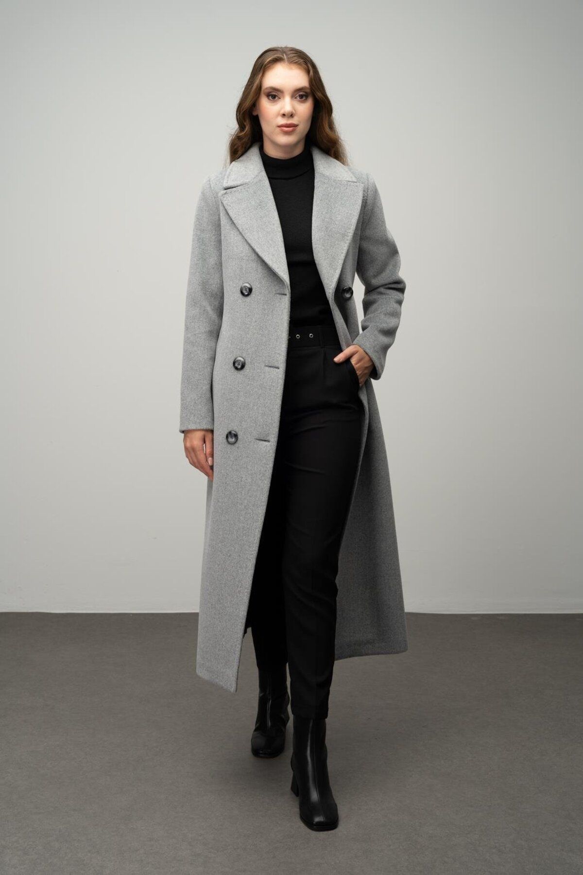 Olcay Punto Detaylı Kruvaze Exclusive Kaban A.GRİ 3055