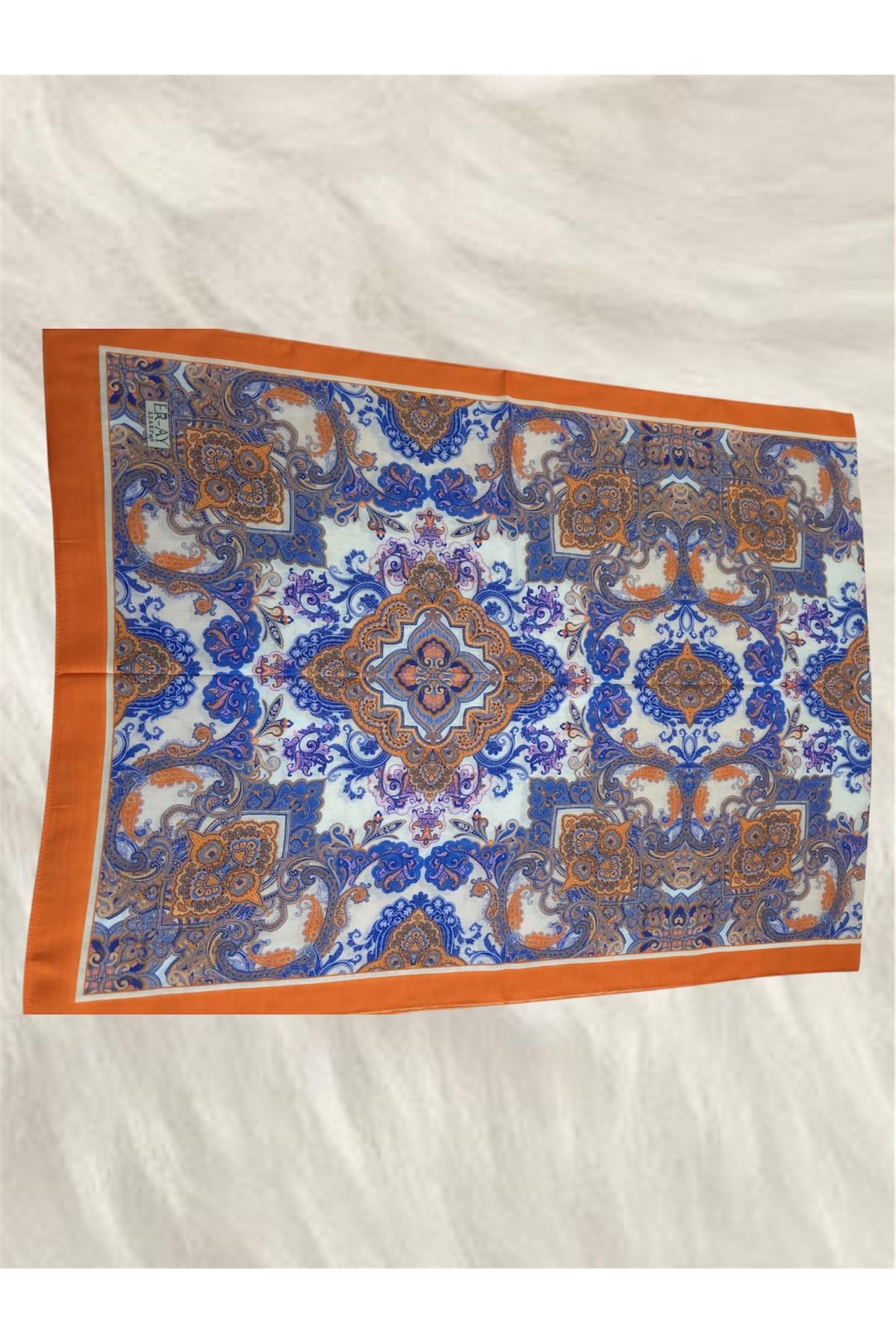 Scarf Turuncu Etnik Desen Şal