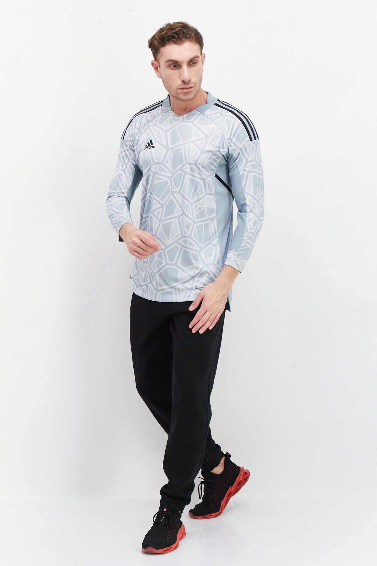 adidas-Men Sportswear Fit Long Sleeve Training Jersey, Light Grey Combo 4