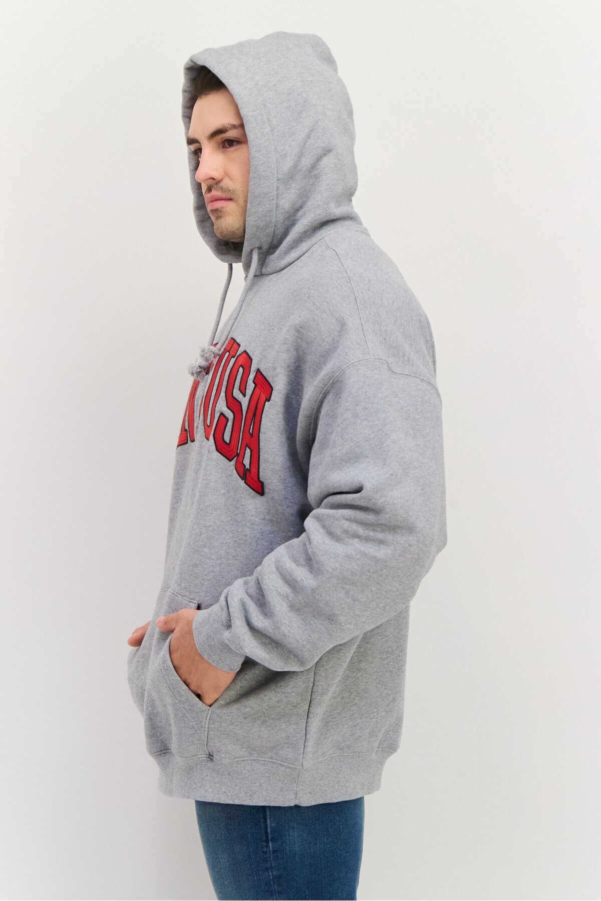 Gant-Men Hooded Embroidered Logo Long Sleeves Sweatshirt, Grey 3