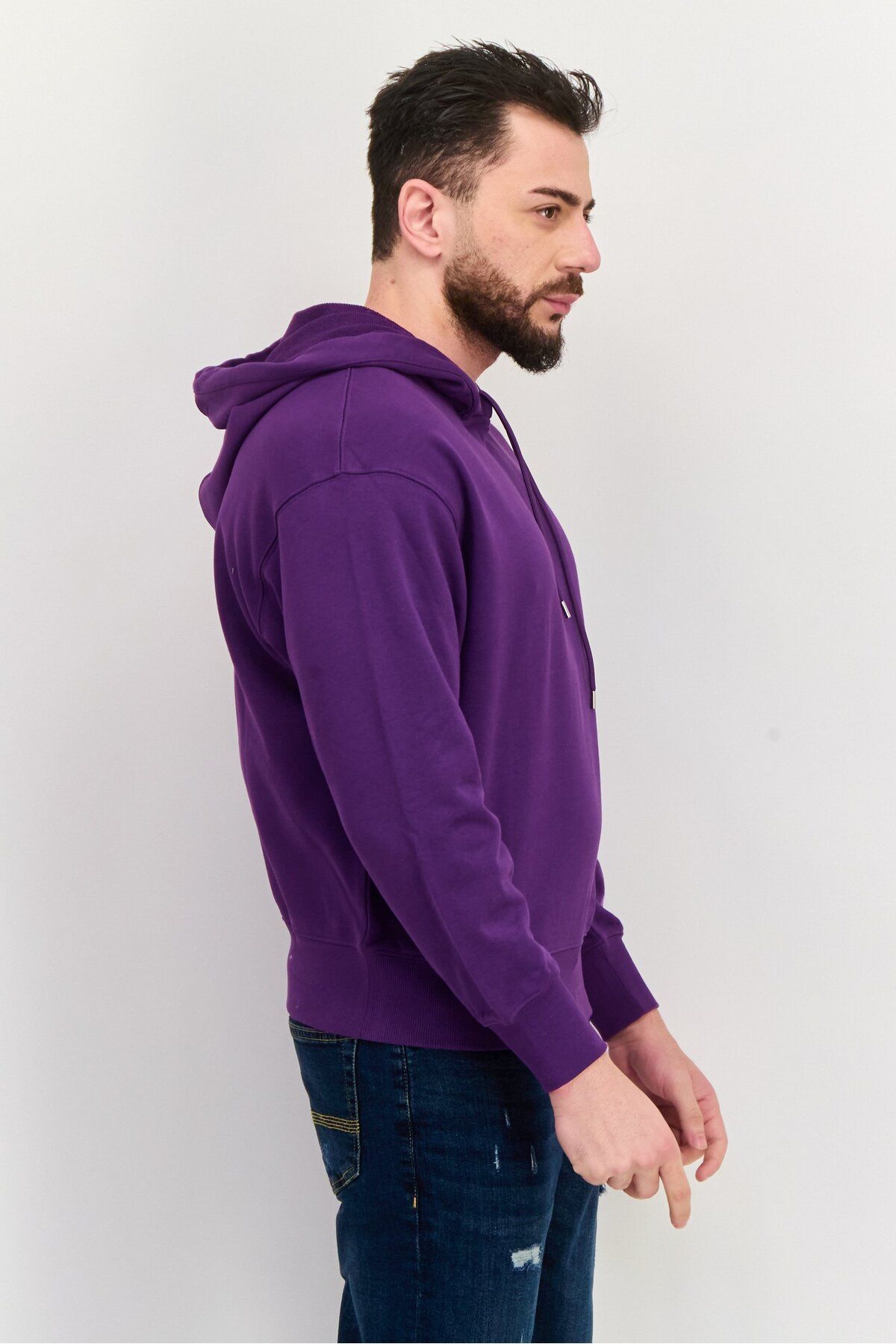 Esprit-Men Embroidered Logo Long Sleeves Hoodies, Purple 4