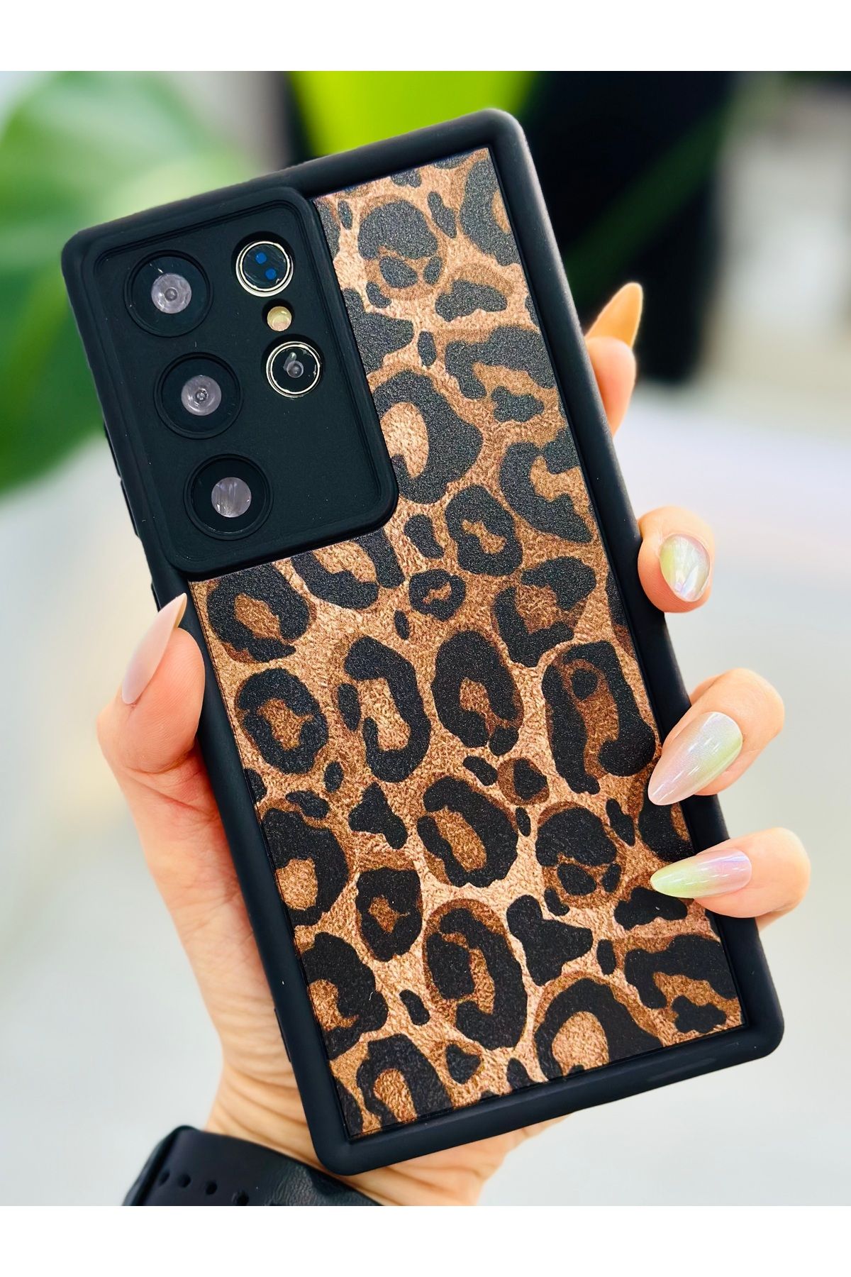 Go Aksesuar-جراب من السيليكون بتصميم الفهد متوافق مع هاتف Galaxy S24 ULTRA 2