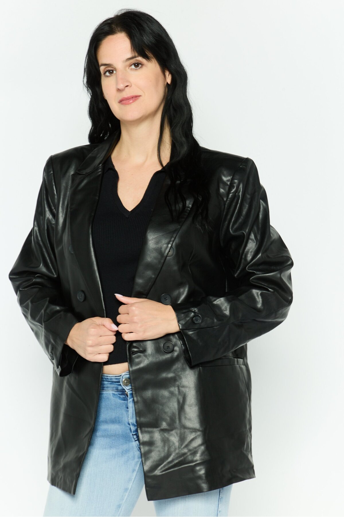 Dkny-Women Regular Fit Solid Casual Blazer, Black 3