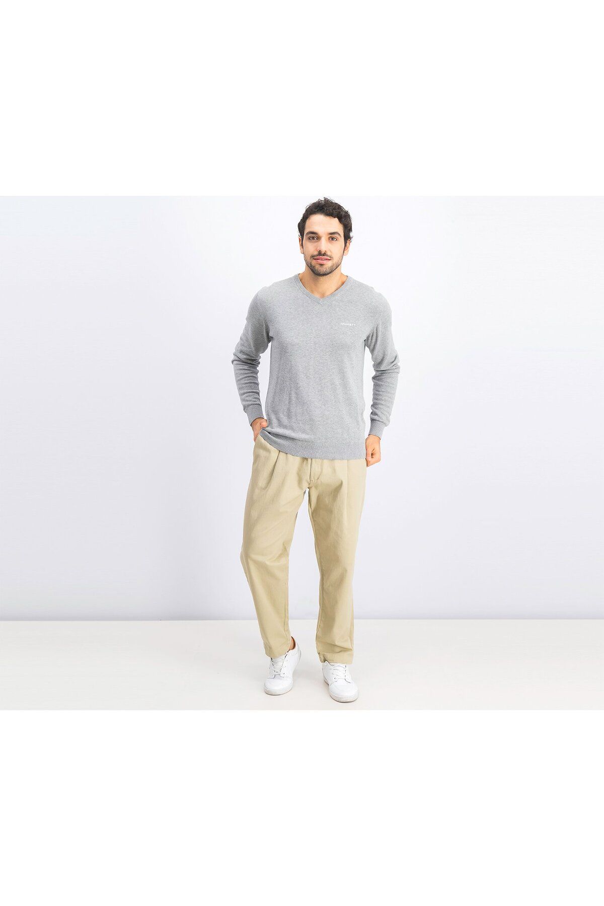 Hackett-Men V-neck Sweater, Metal Heather 4