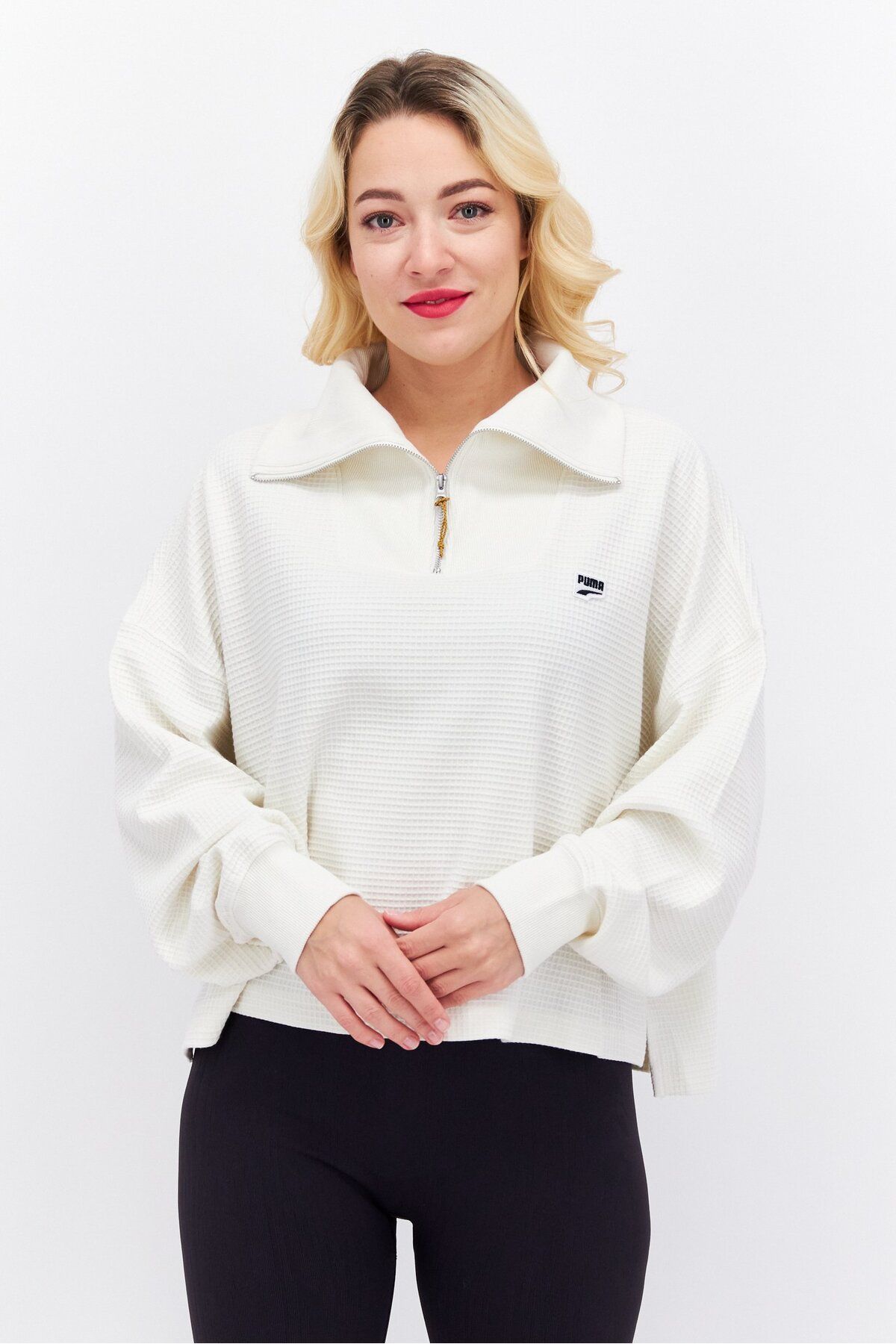 Puma-Women Oversized Fit Long Sleeve Outdoor Sweatshirt, Off White 1
