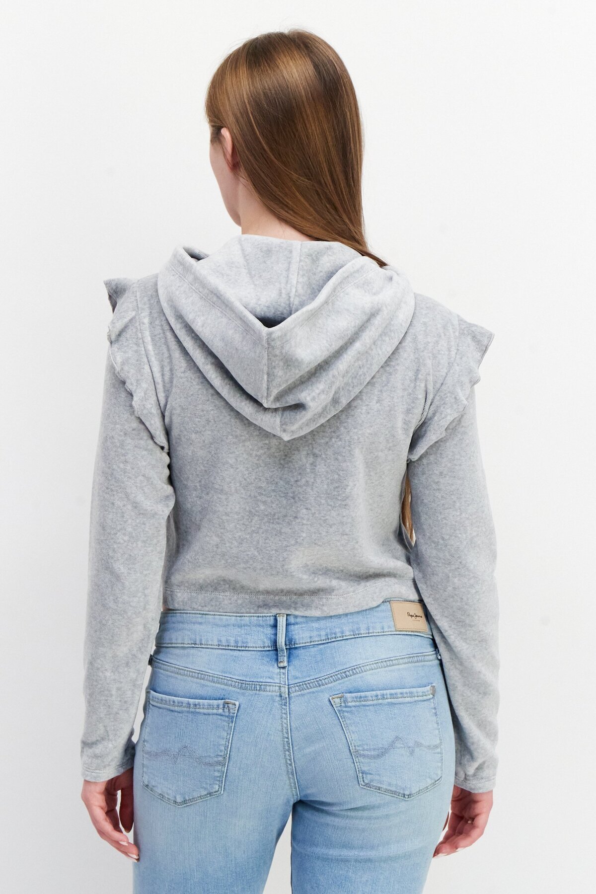 Juicy Couture-Women Hooded Long Sleeve Textured Sweatshirt, Grey 2