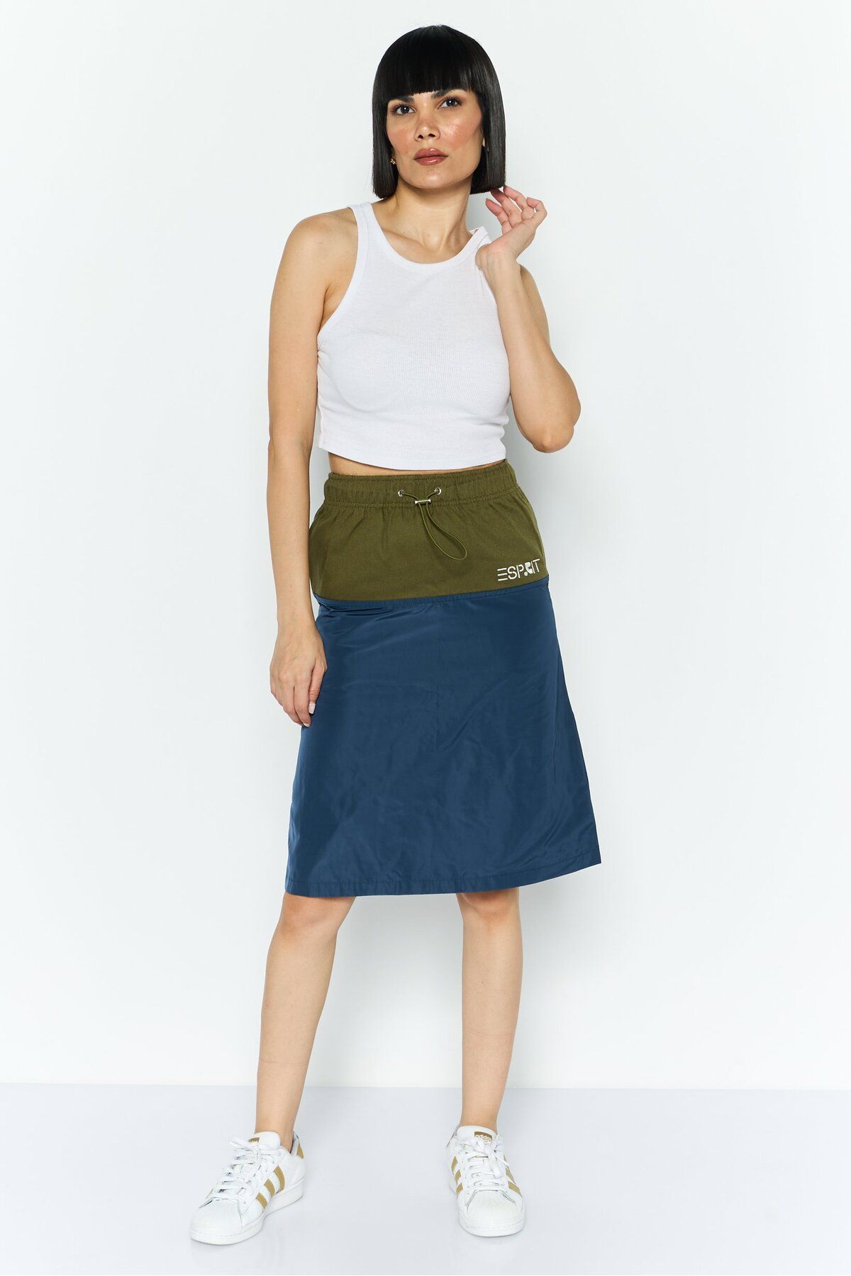 Esprit-Women Brand Logo Midi Skirts, Olive 2