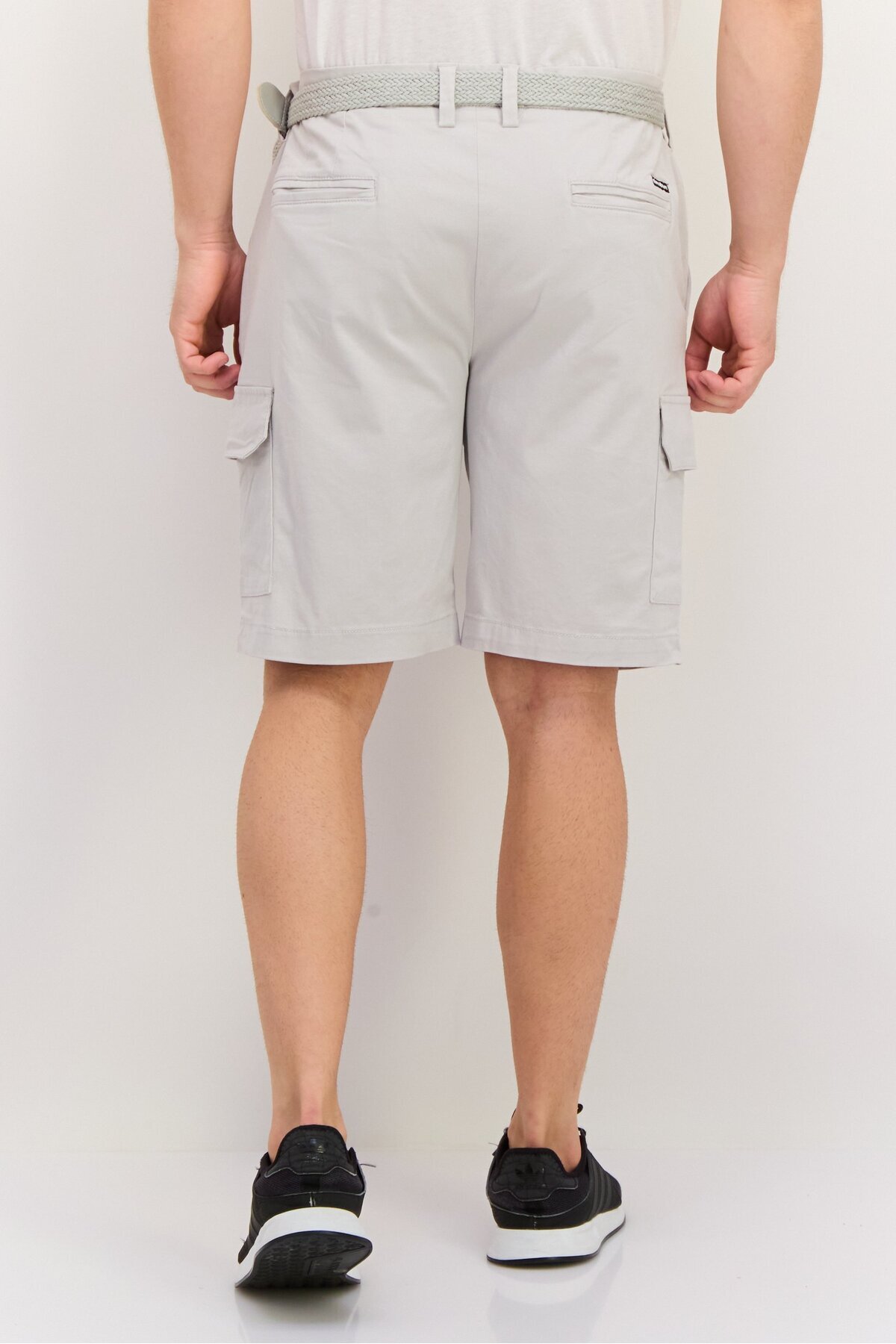 Threadbare-Men Solid Cargo Shorts, Light Grey 3