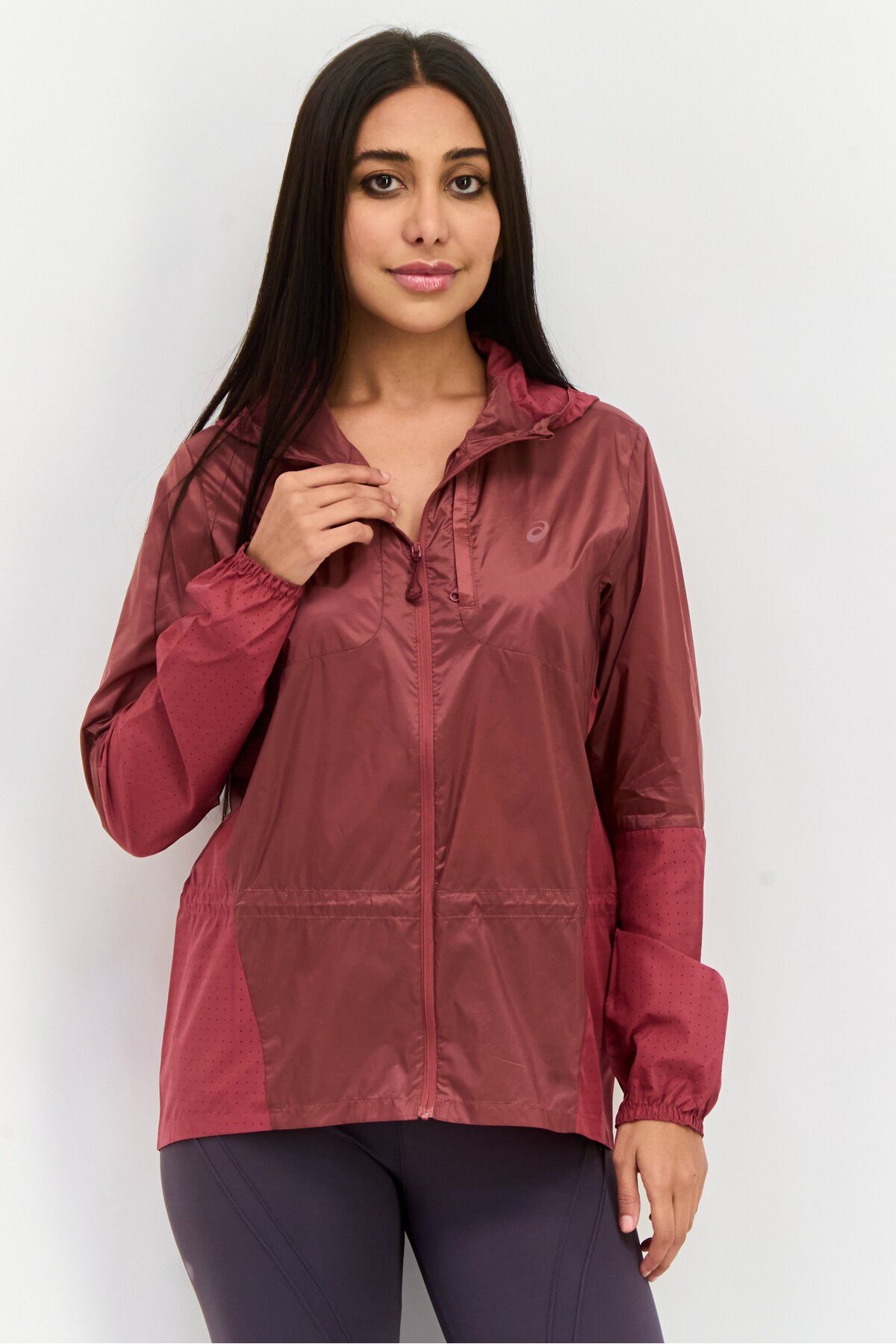 Asics-Women Sportswear Fit Brand Logo Running Jacket, Brisket Red 1