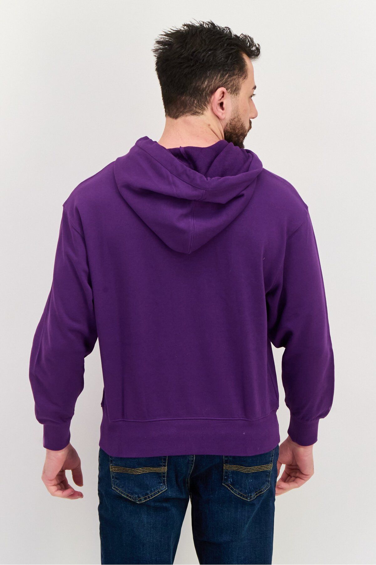 Esprit-Men Embroidered Logo Long Sleeves Hoodies, Purple 3