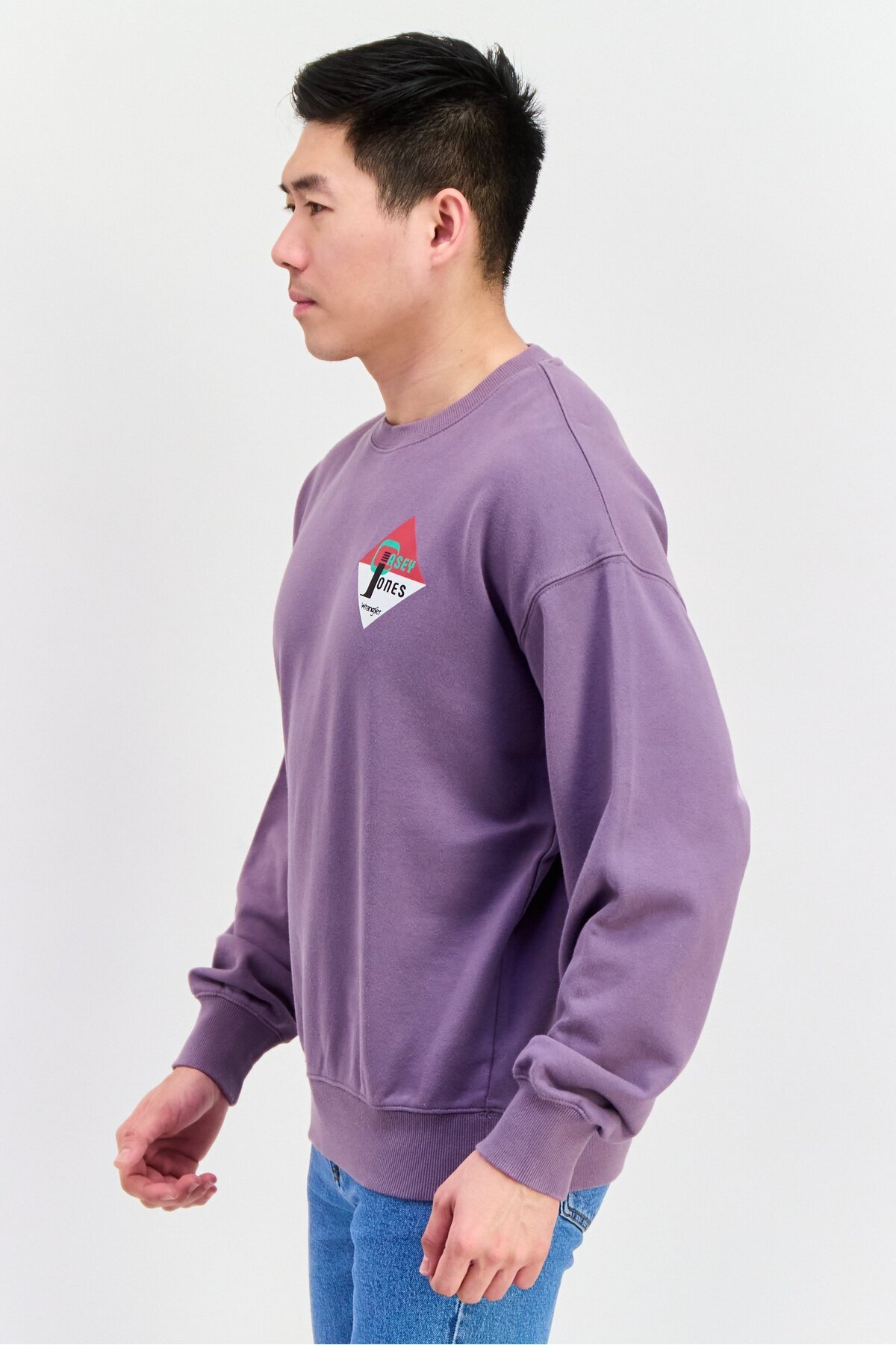WRANGLER-Men Crew Neck Long Sleeve Graphic Sweatshirt, Purple 2