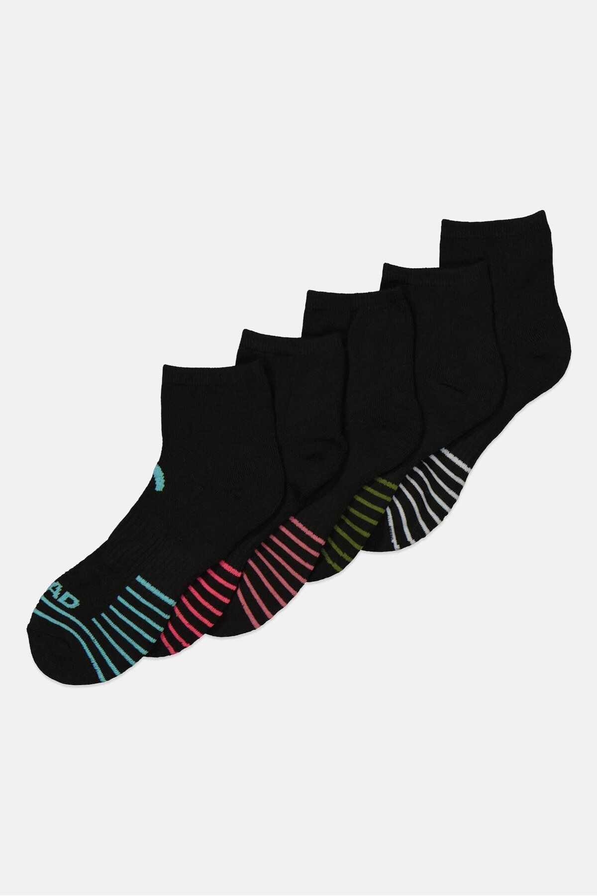 Head-Women 6 Pairs Quarter Socks, Black Combo 2