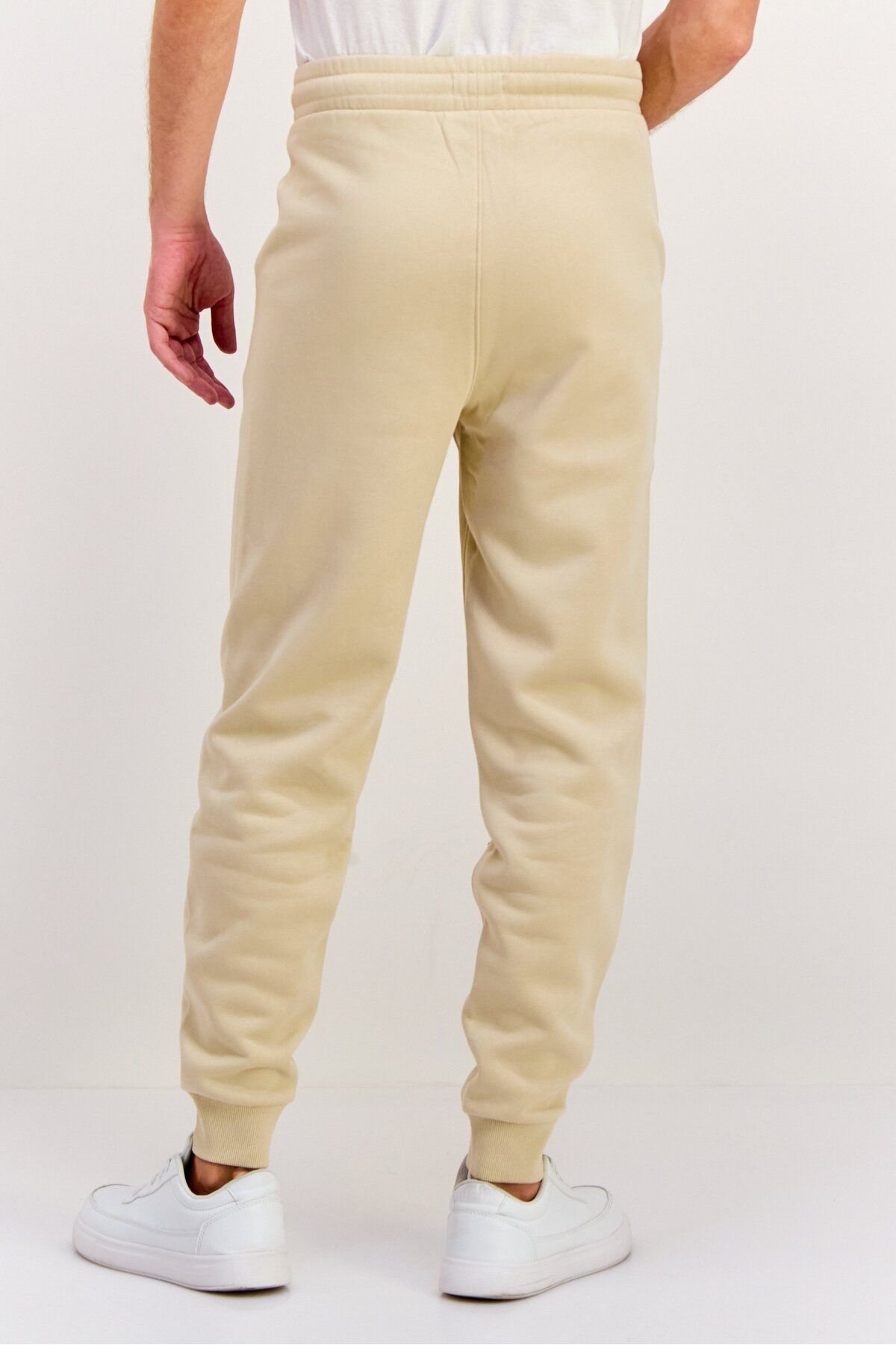 Esprit-Men Regular Fit Brand Logo Jogger Pants, Cream 3