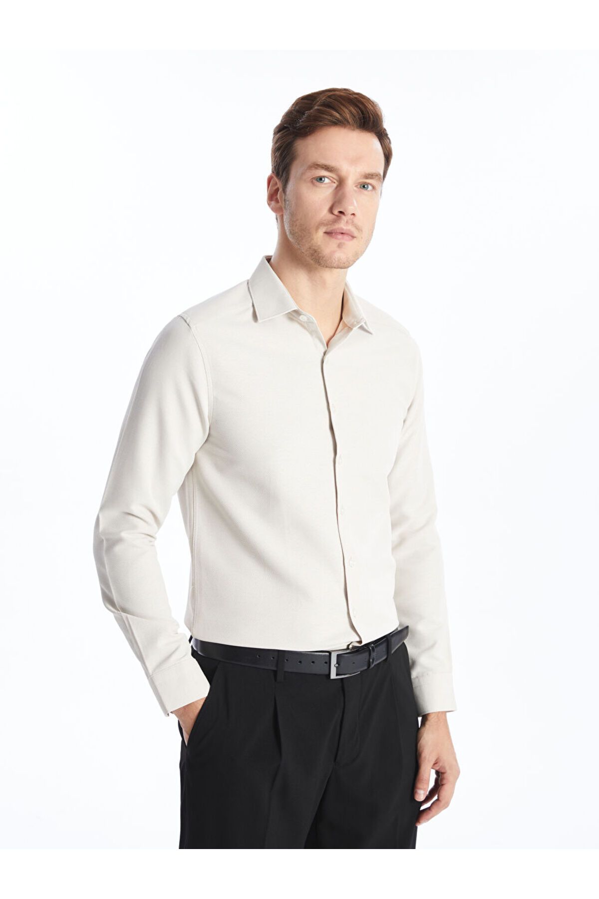 LC Waikiki LCW Slim Fit Uzun Kollu Armürlü Erkek Gömlek