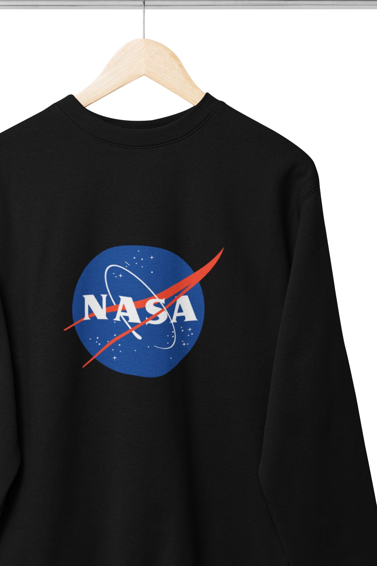 qoeuyl boutique Uzay Temalı Nasa Baskılı Unisex Hediyelik %100 Pamuklu Bisiklet Yaka Sweatshirt