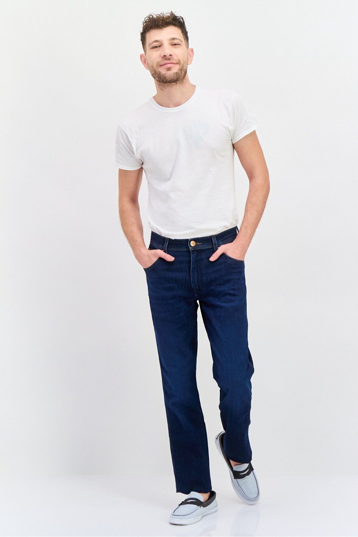 WRANGLER-Men Slim Fit Wash Stretchable Denim, Navy 4