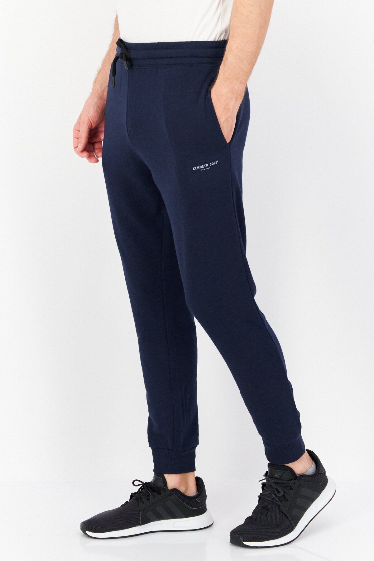 Kenneth Cole-Men Drawstring Brand Logo Jogger Pants, Navy Blue 4