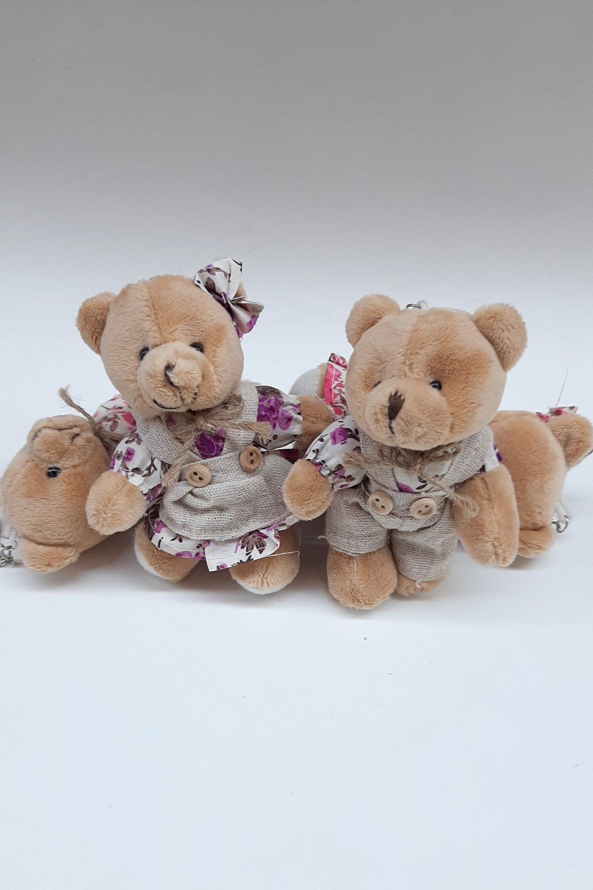 Hayalperest boncuk-Girl Boy with Purple Clothes 2-Piece Plush Teddy Bear 12 Cm 1