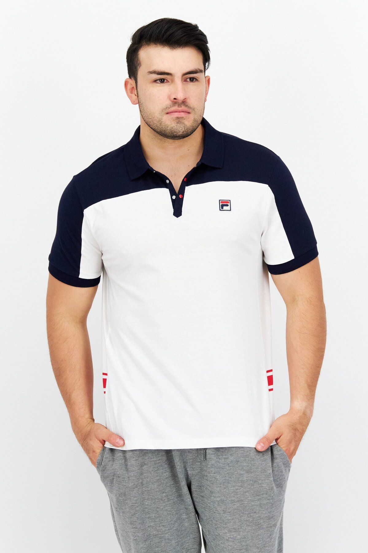 Fila-Men Sportswear Fit Short Sleeves Training Polo Shirt, White 1