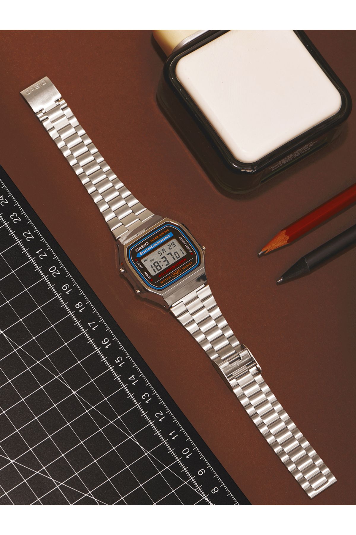 Casio-Ceas bărbătesc A168WA-1YES, cuarț, 35mm, 3ATM 5