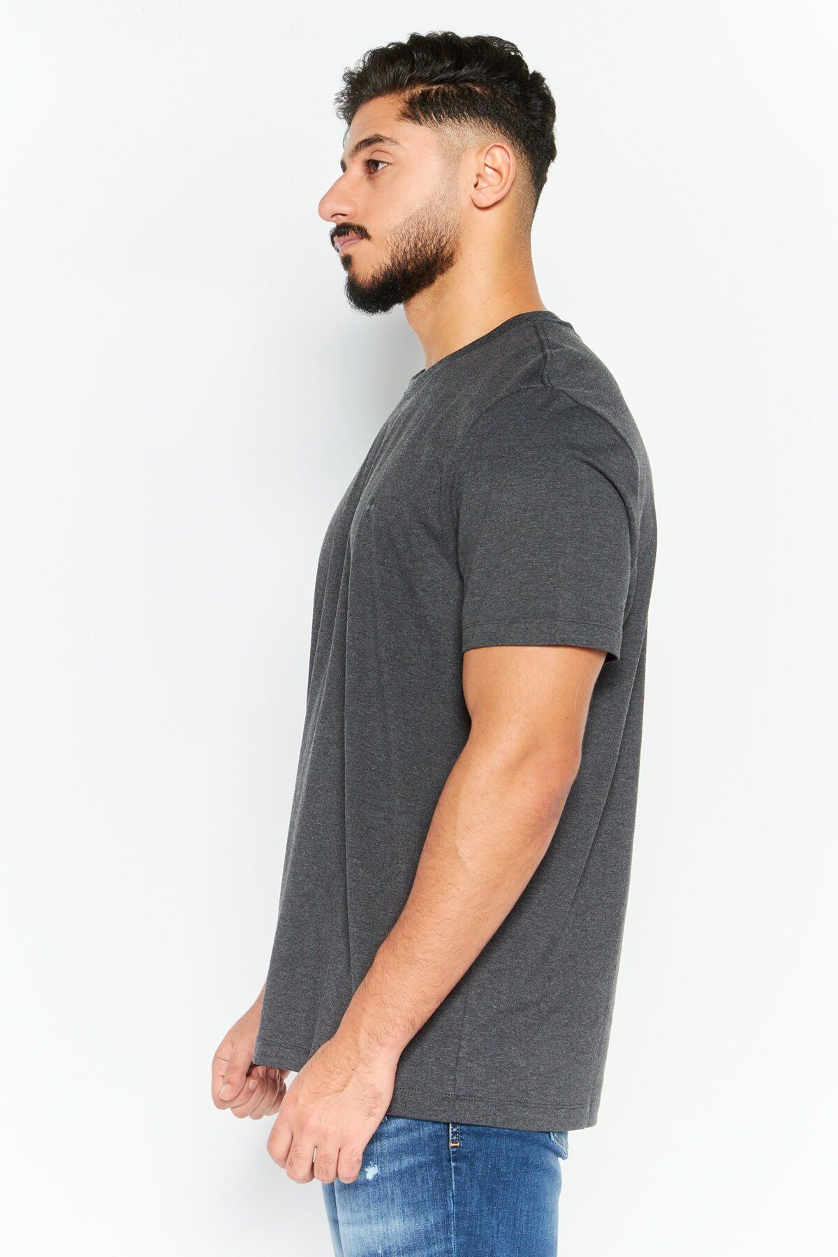 Vince Camuto-Men Crew Neck Short Sleeves Heather T-shirt, Charcoal 3