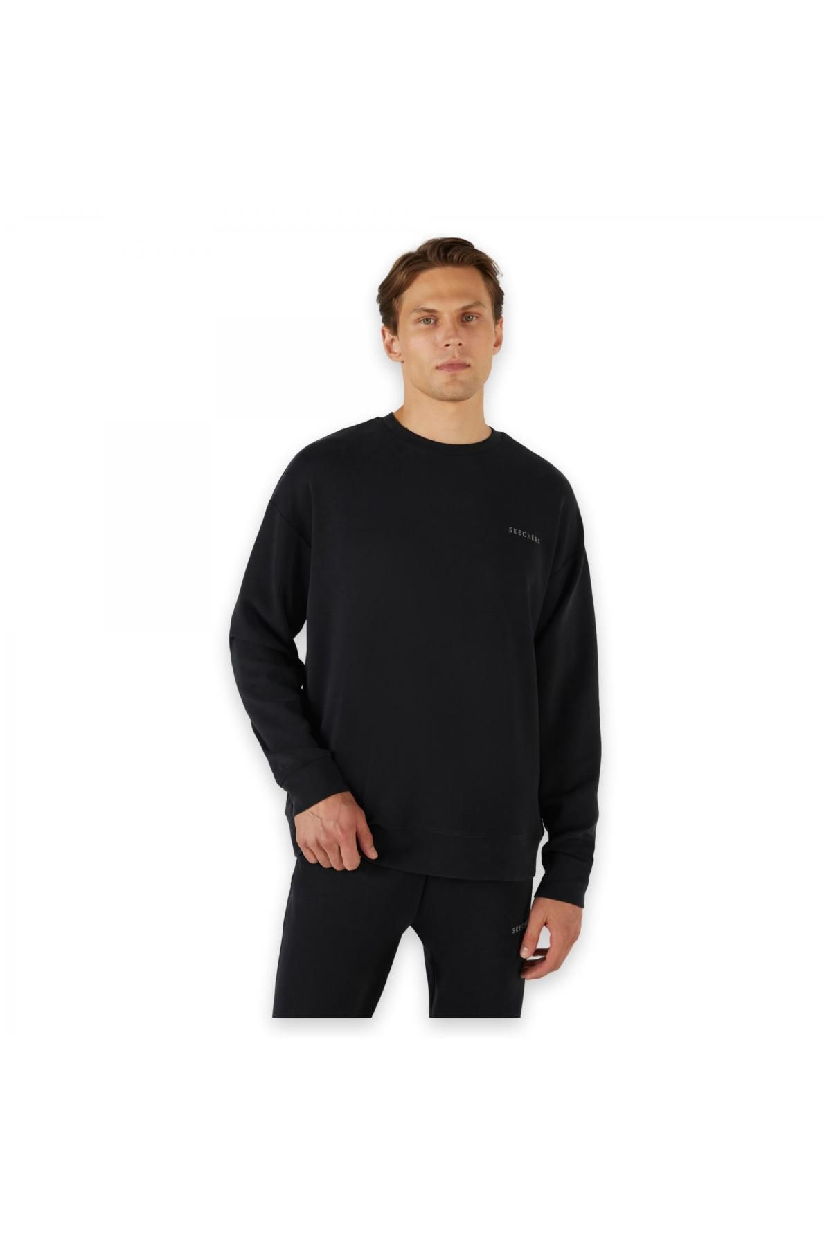 SKECHERS S242155 M Soft Touch Crew Neck Siyah Erkek Sweatshirt