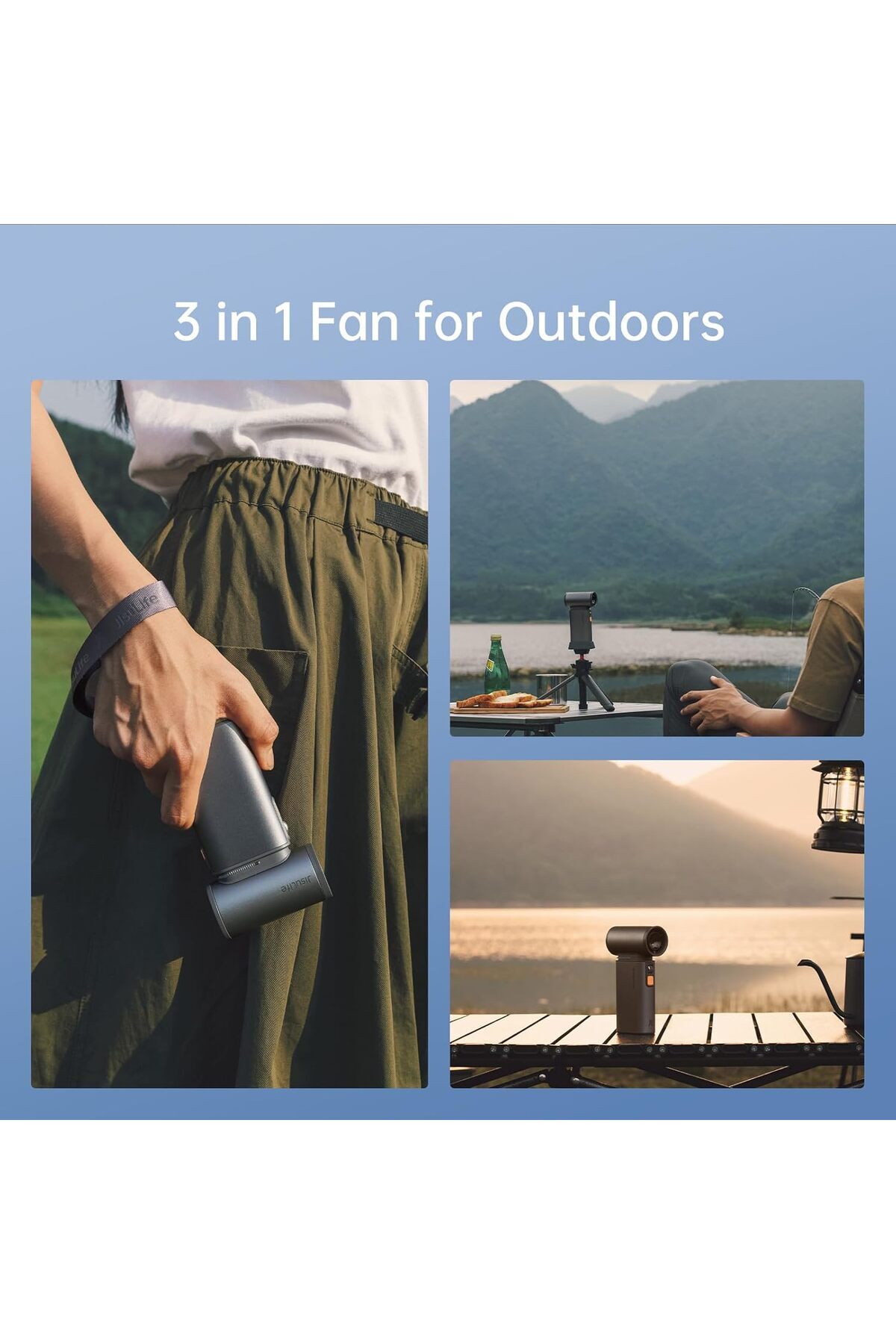 JISULIFE-Ultra1 Portable Fan  2 in 1 with 9K mAh Battery Grey Color 7