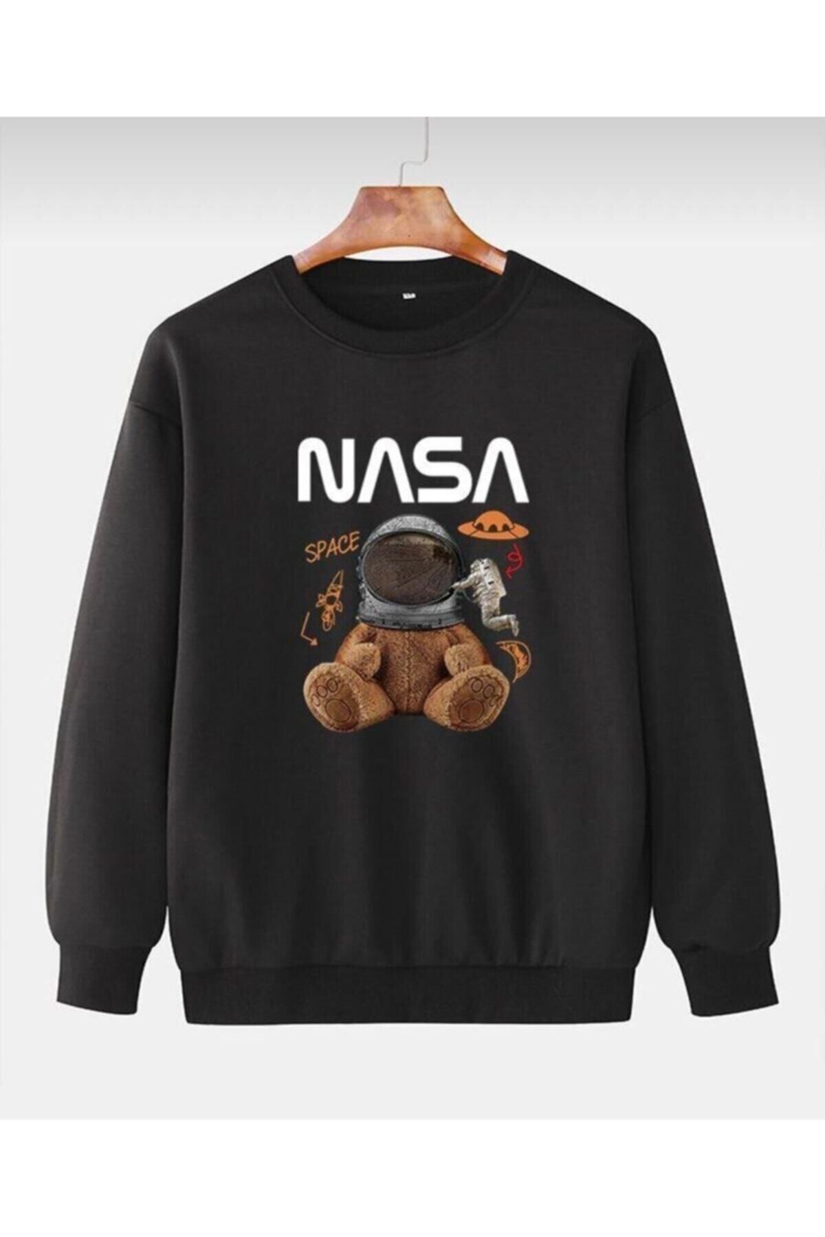 M&A ONE PİECE Siyah Unisex Sweatshirt Nasa Baskılı