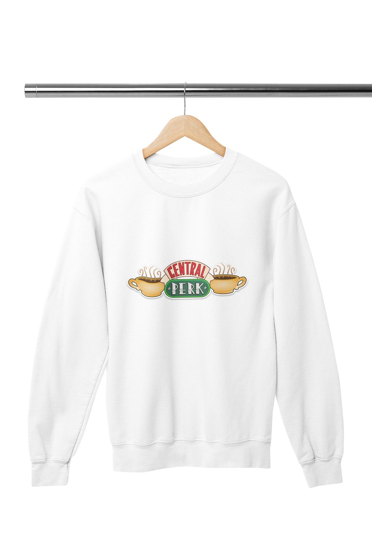 qoeuyl boutique Friends Central Park Baskılı Hediyelik Unisex %100 Pamuklu Bisiklet Yaka Sweatshirt