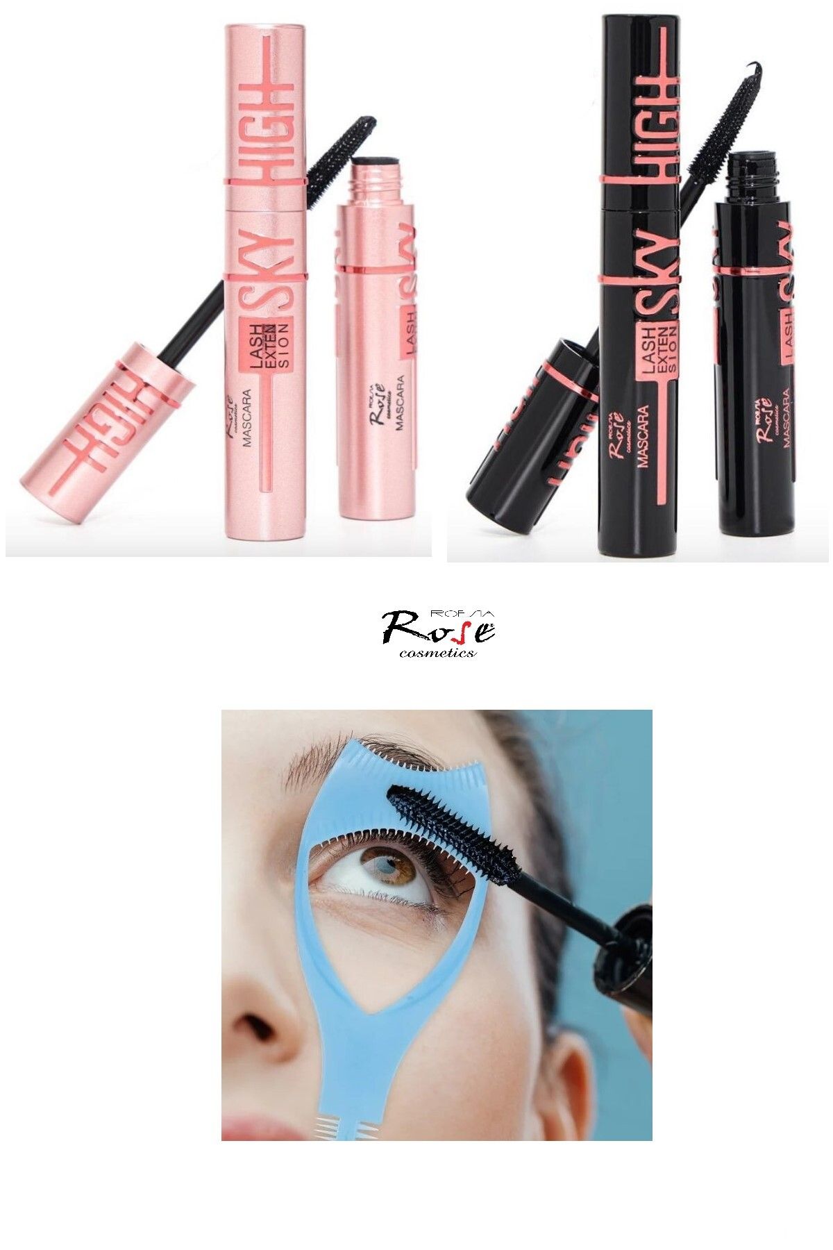 Roesıa Rose Cosmetics 2 Adet x Sky High Super Maskara + Maskara Sürme Aparatı