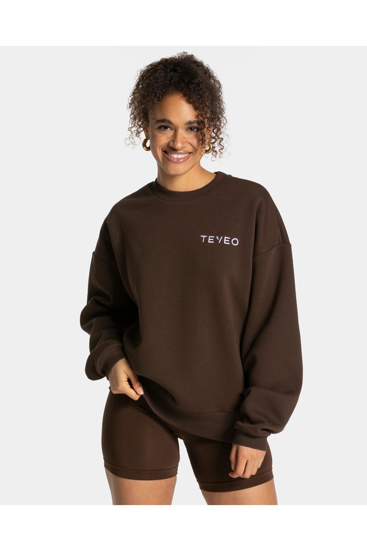 VibeGaia Kadın Oversize Bisiklet Yaka Pamuklu Sweatshirt