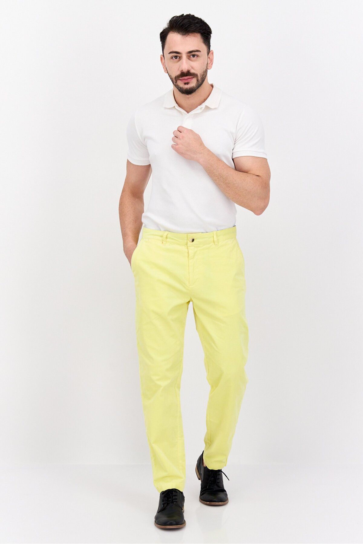 Scotch & Soda-Men DriFit Solid Chino Pants, Yellow 4