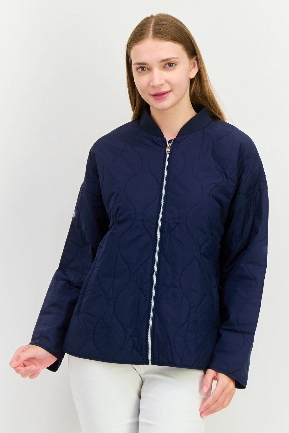 Esprit-Women Long Sleeve Quilted Jacket, Navy 1