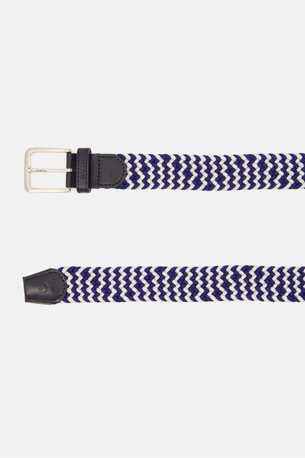 GAZZARRİNİ-Men Braided Belt, Blue/White 2