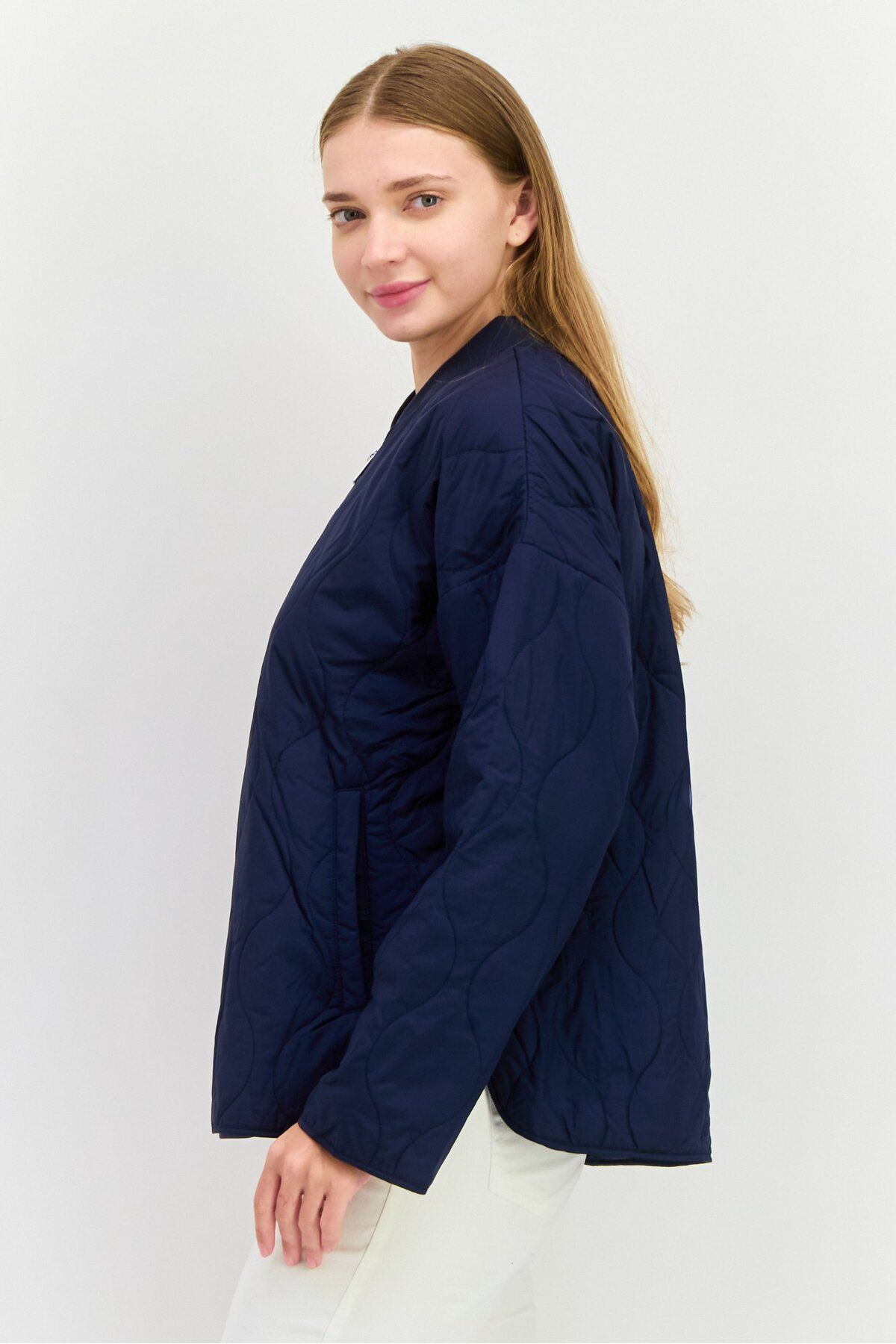 Esprit-Women Long Sleeve Quilted Jacket, Navy 2