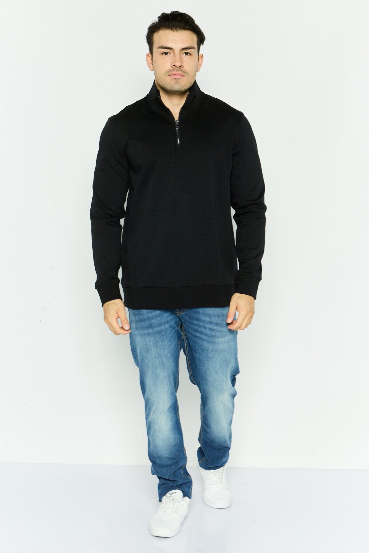 BOSS-Men Mock Neck Solid Long Sleeves Sweatshirt, Black 3