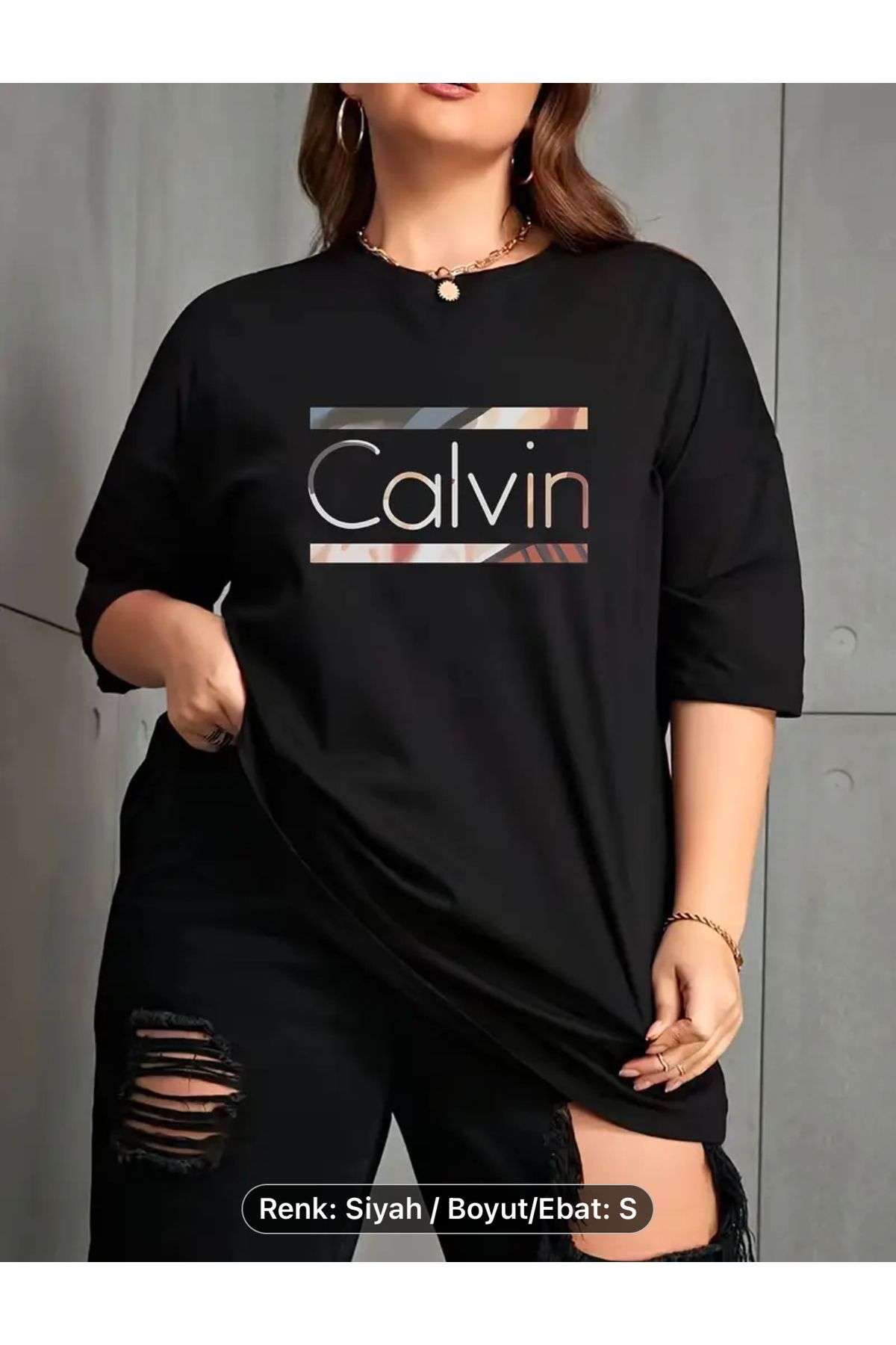 NEW TRENDY COLLECTİON Unisex erkek ve kadın için uygun oversize Calvin yazı baskılı pamuklu Thşört