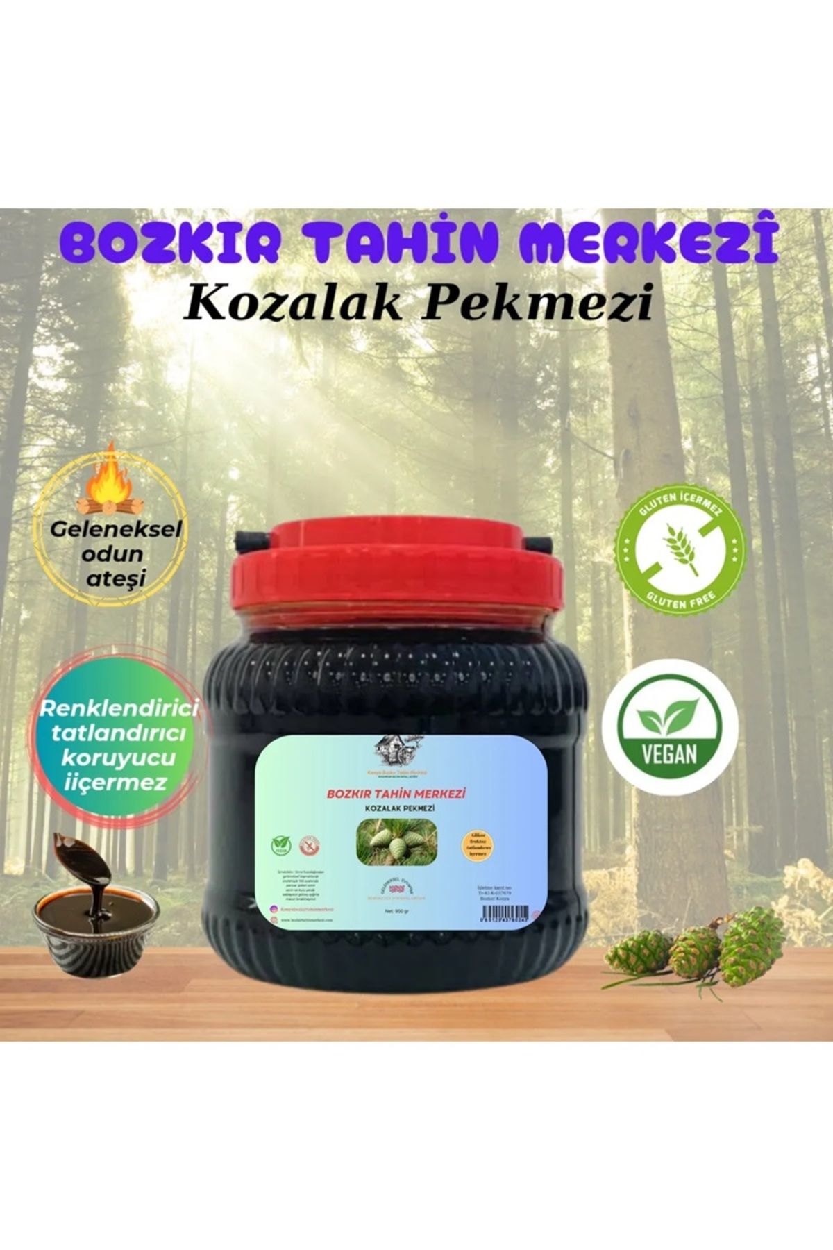 Bozkır yöresel Bozkır Tahin Merkezi Çam Kozalağı Köy Pekmezi 950 gr (DOĞAL)